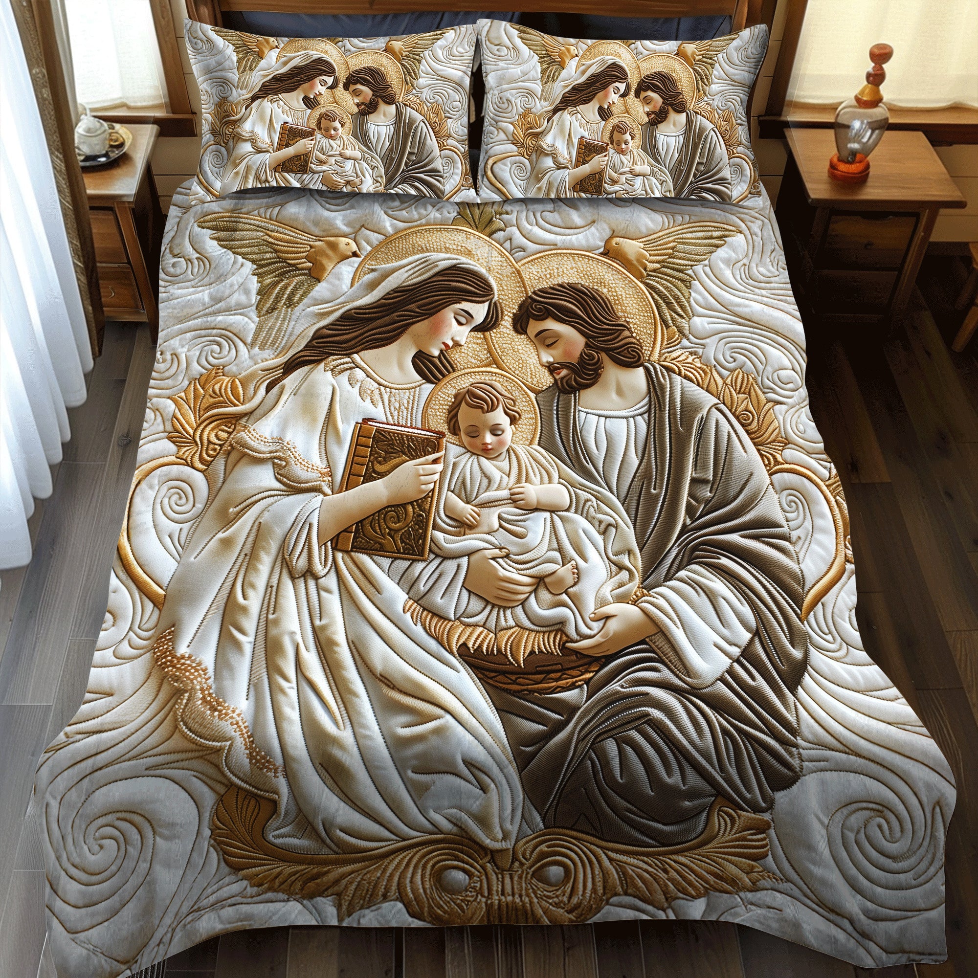 Glorious Christmas Quilted Bedding Set Twin Duvet Covers Holiday Gift For Parents