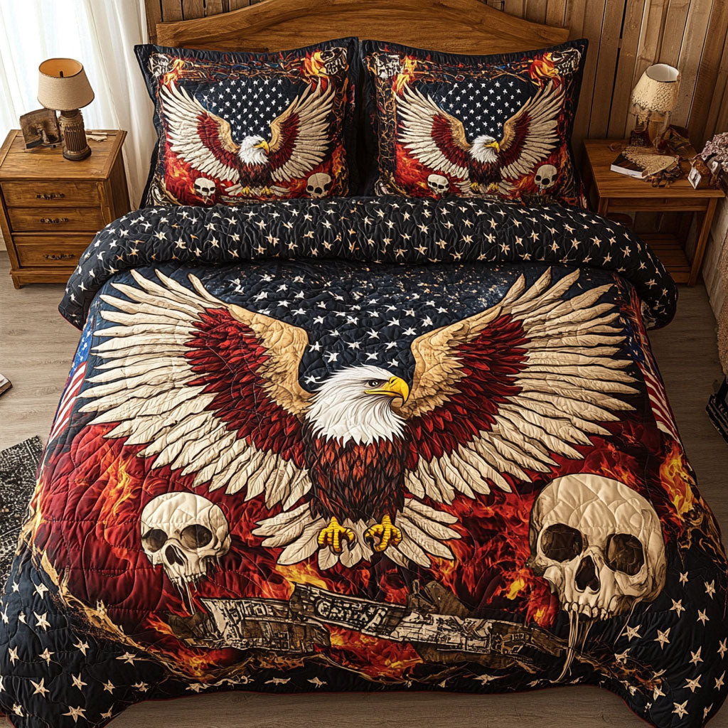 Glorious Eagle And Skull Bedding Set Best Decoration Gift For Friends and Family on Halloween Day