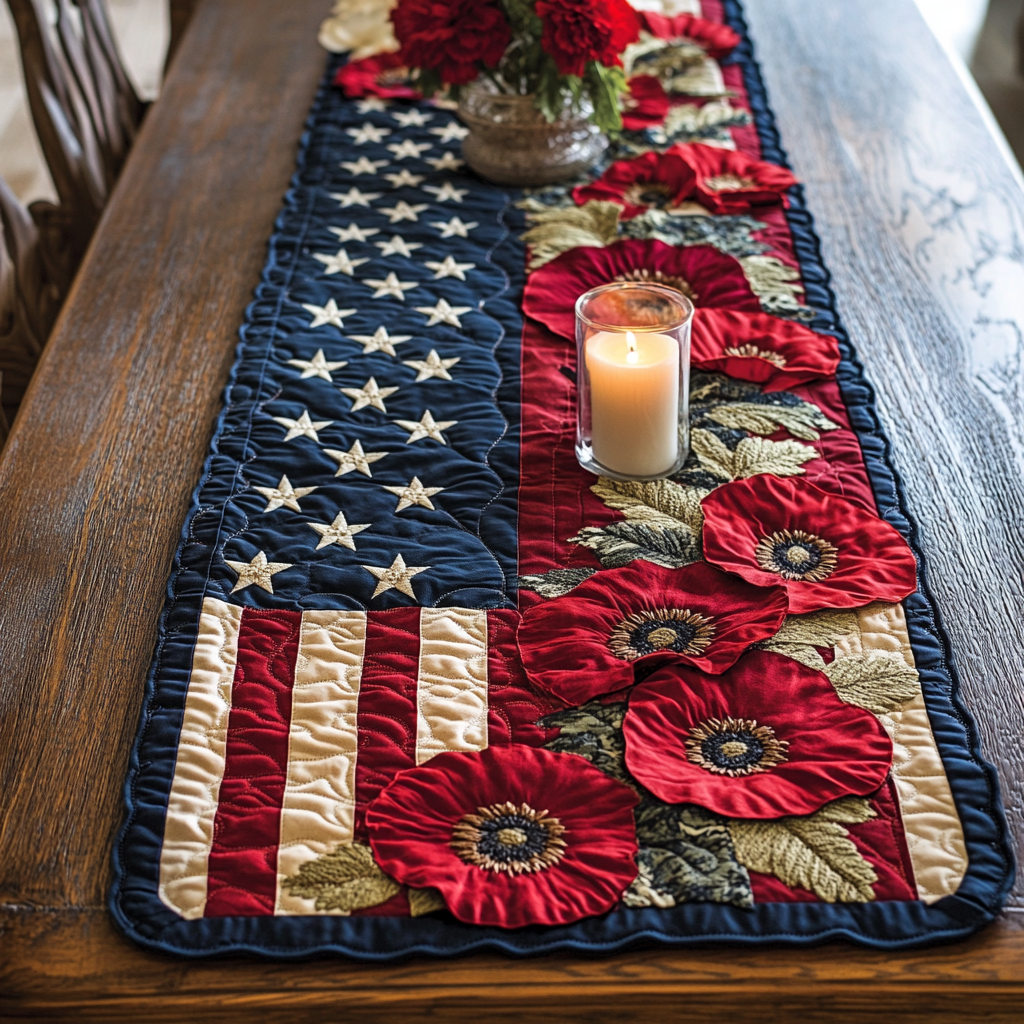 Glory American Quilted Table Runner Dining Room Decor Ideas Patriotic Christmas Gifts