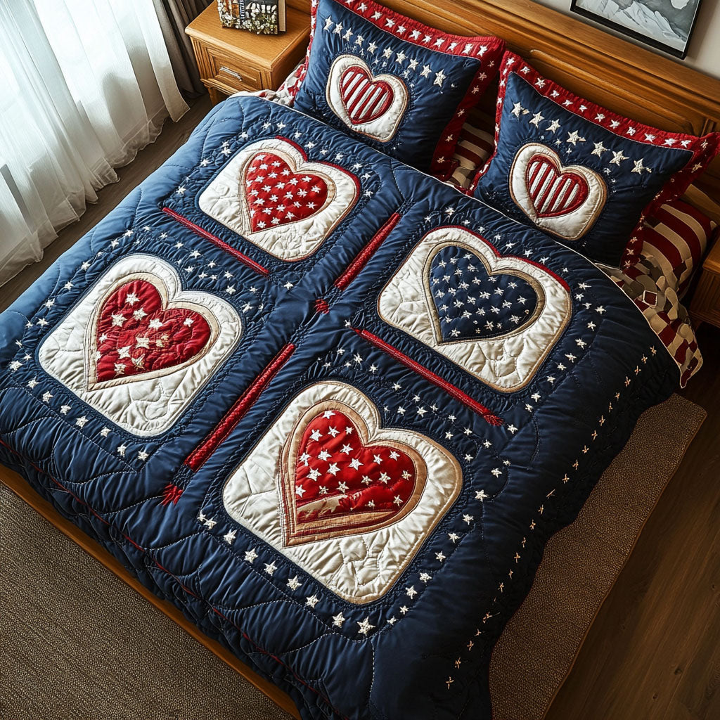 Glory in Red Quilted Bedding Set Bedroom Decorations Patriotic Gift Ideas