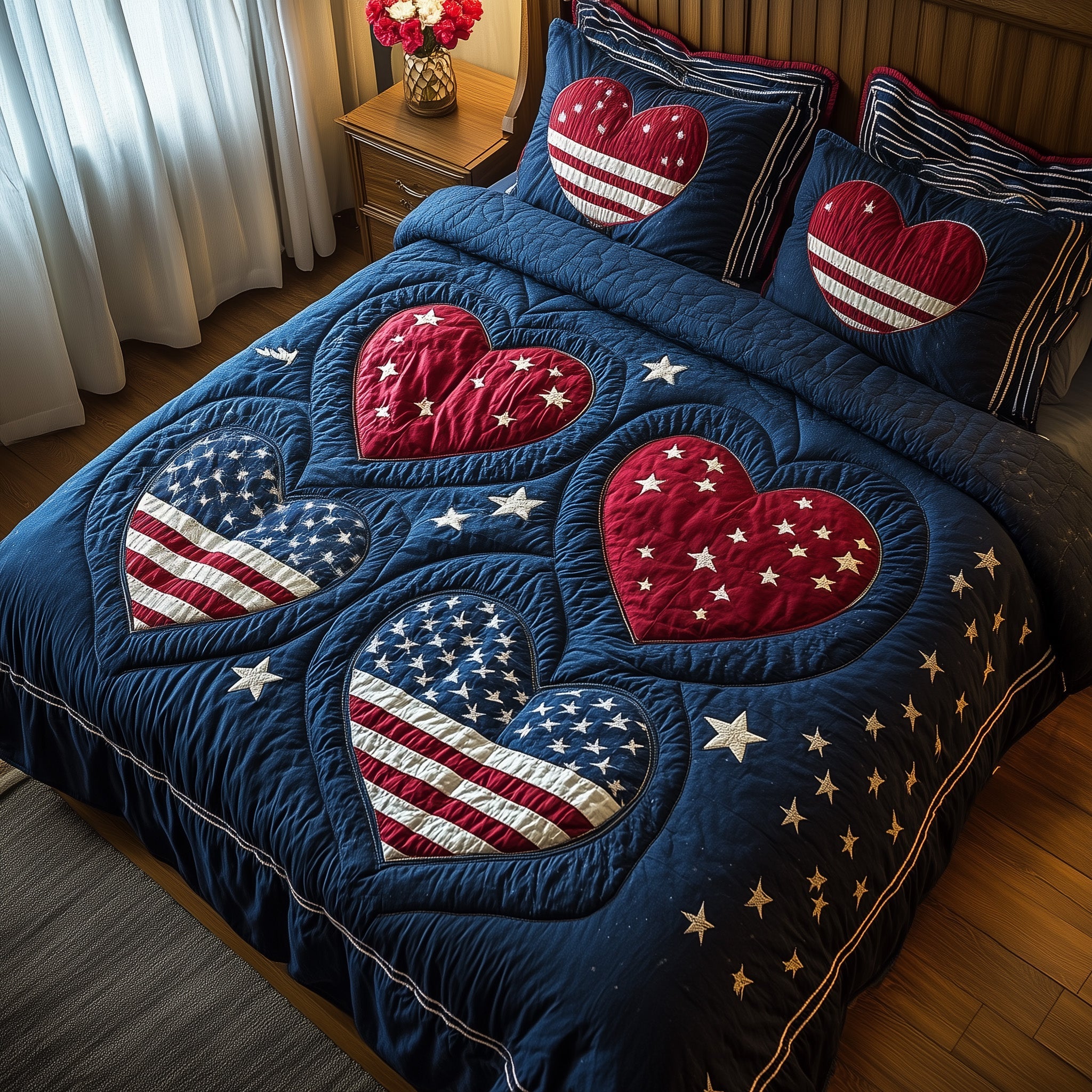 Glory Love Quilted Bedding Set Linen Blend