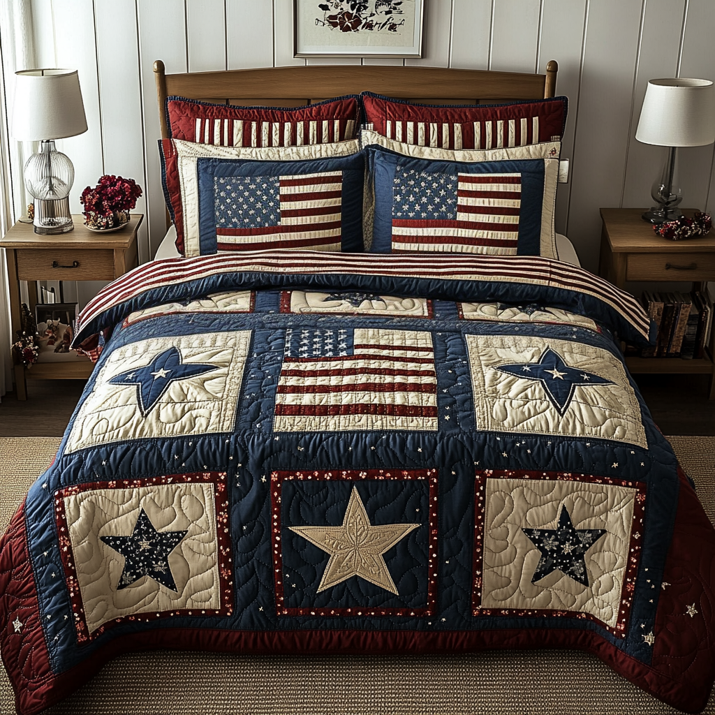 Glory Nights Quilted Bedding Set Bedroom Decor Ideas Patriotic Gifts For Him