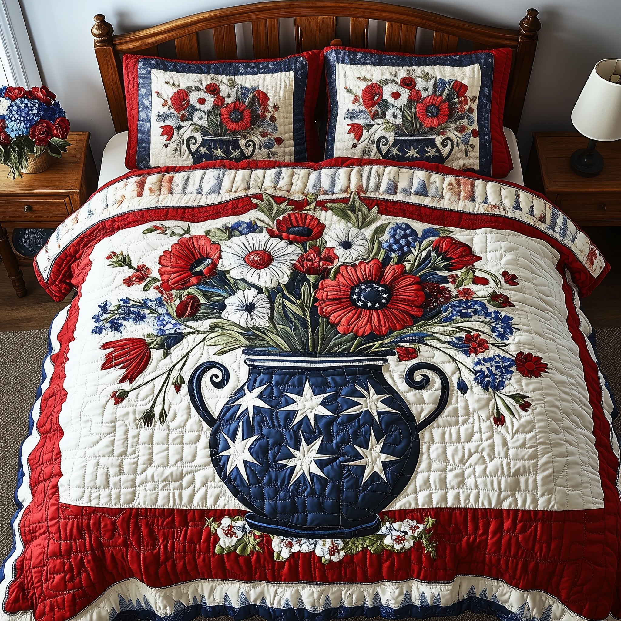 Glory Petals Quilted Bedding Set Duvet Cover Merchandise Meaningful Gifts For Husband