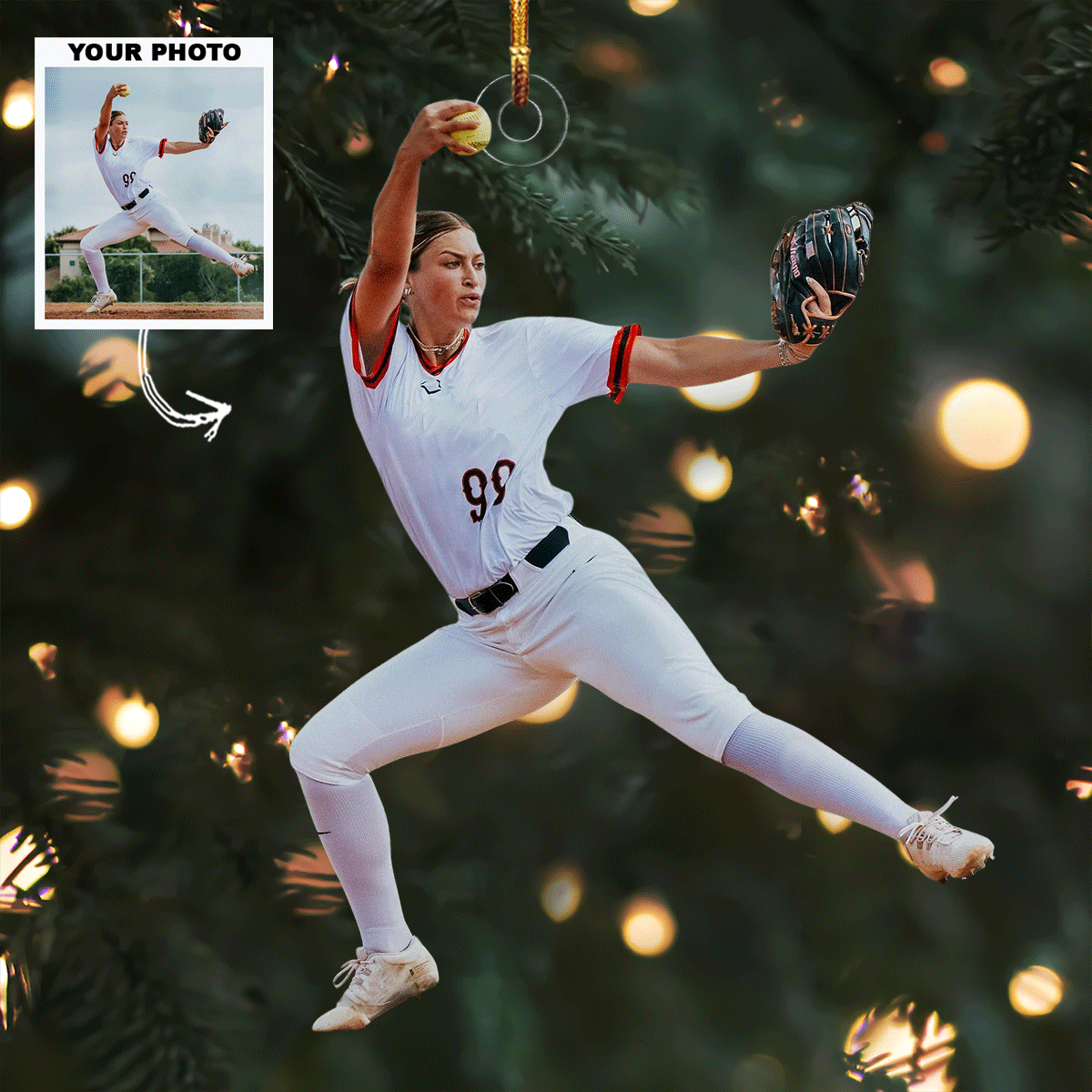 Glove Glory Personalized Photo Mica Ornament Christmas Gift For Sports Lovers