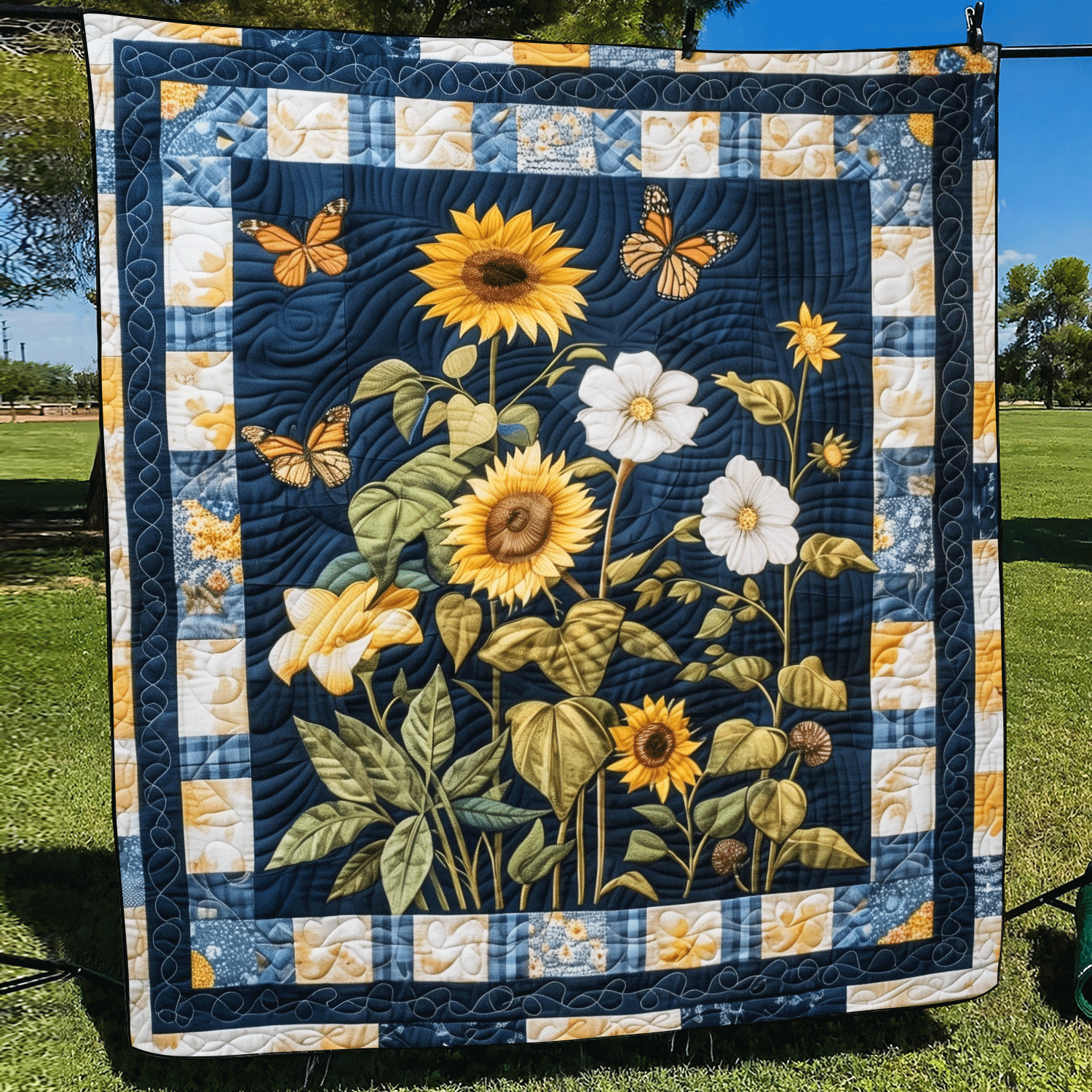 Glow Flower Quilted Blanket Gifts For Sunflower Lovers