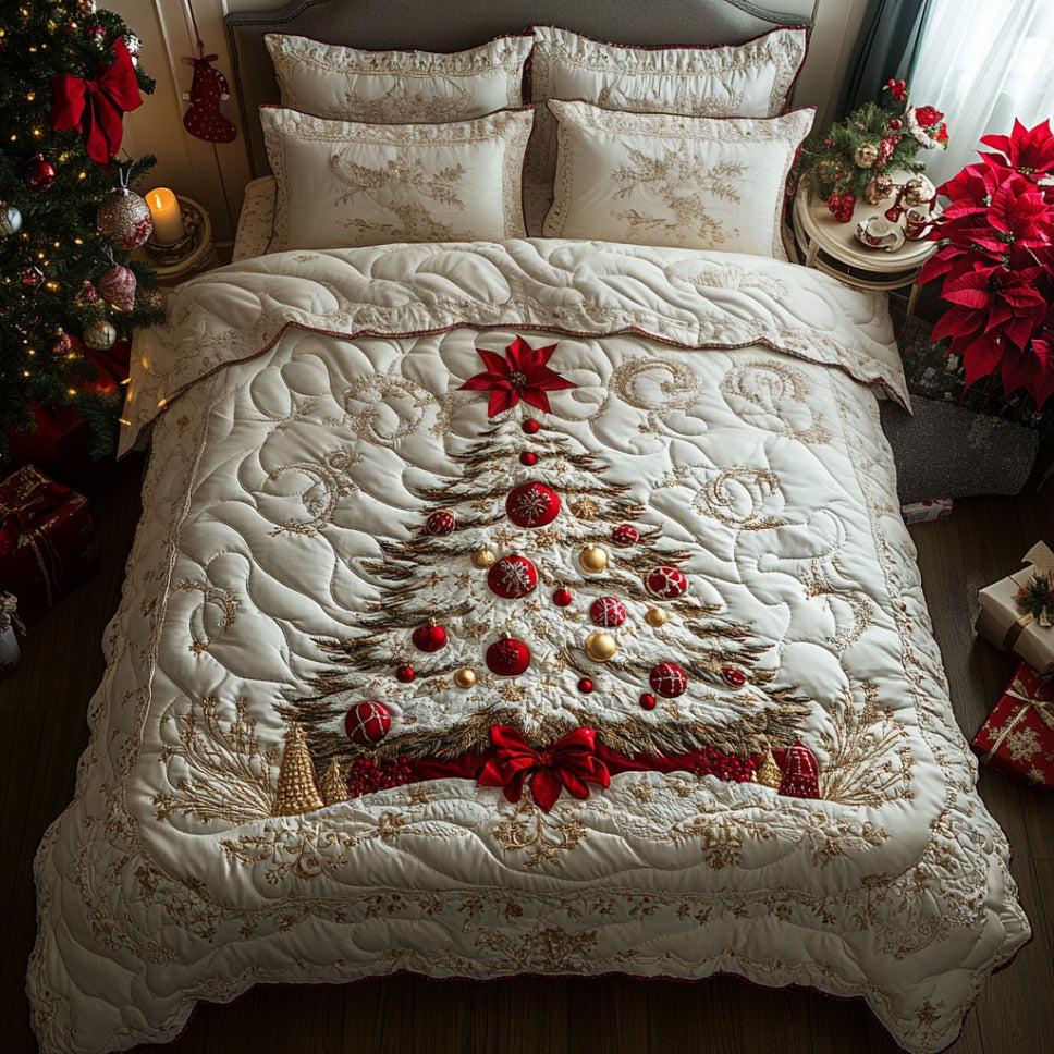 Glowing Pines Quilted Bedding Set Best Holiday Duvet Covers Christmas Gifts For Mom 2025