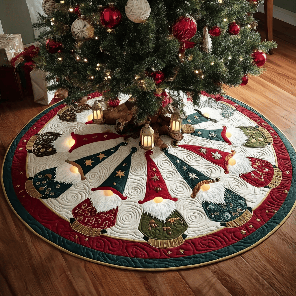 Gnome Blessing Christmas Quilted Tree Skirt Holiday Decor Christmas Gifts For Gnomies