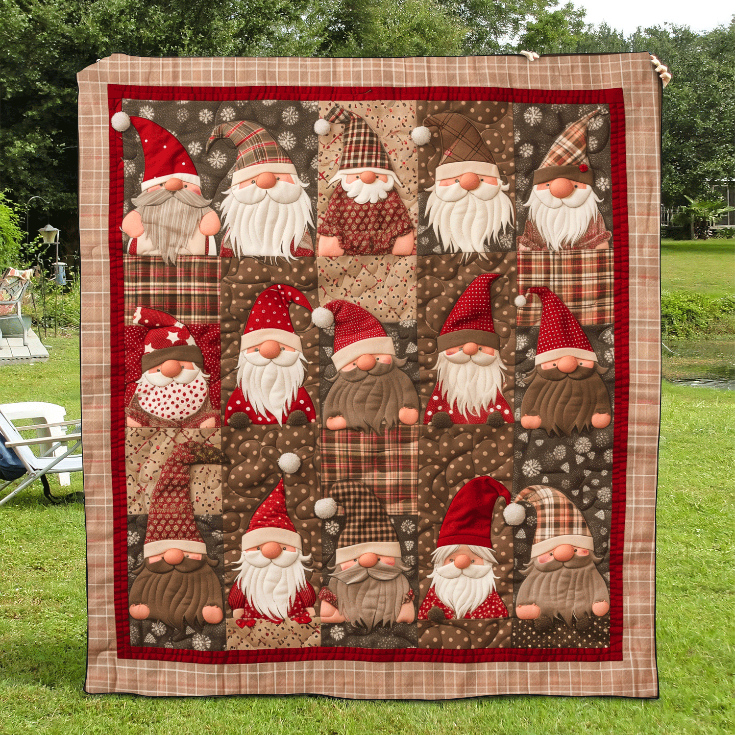 Gnome Cottage Quilted Blanket Mother In Law Christmas Gift