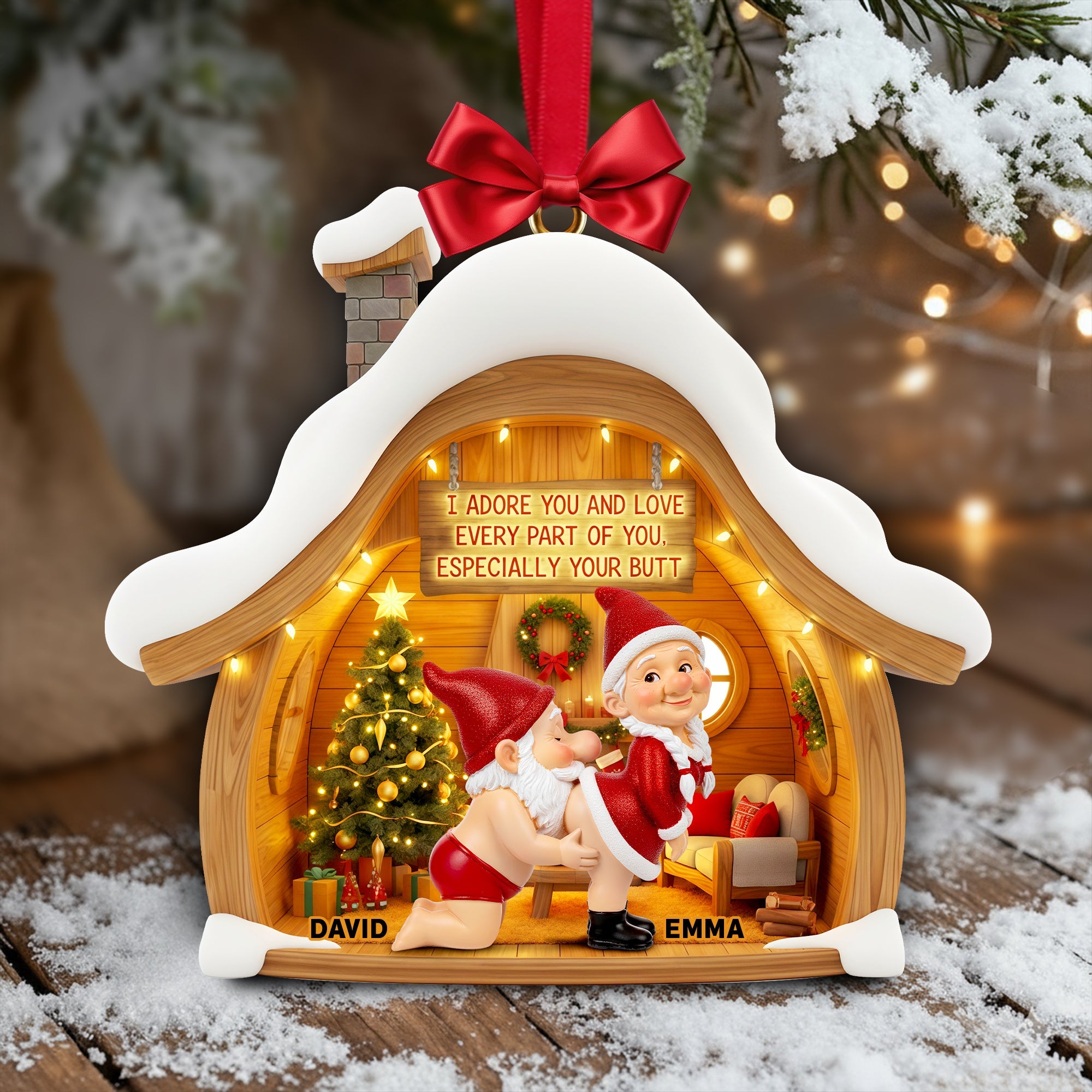 Gnome Couple Ornament - Personalized Gifts For Couple - Holiday Tree Decoration Gift Gnome Couple Ornament - Personalized Gifts For Couple - Holiday Tree Decoration Gift