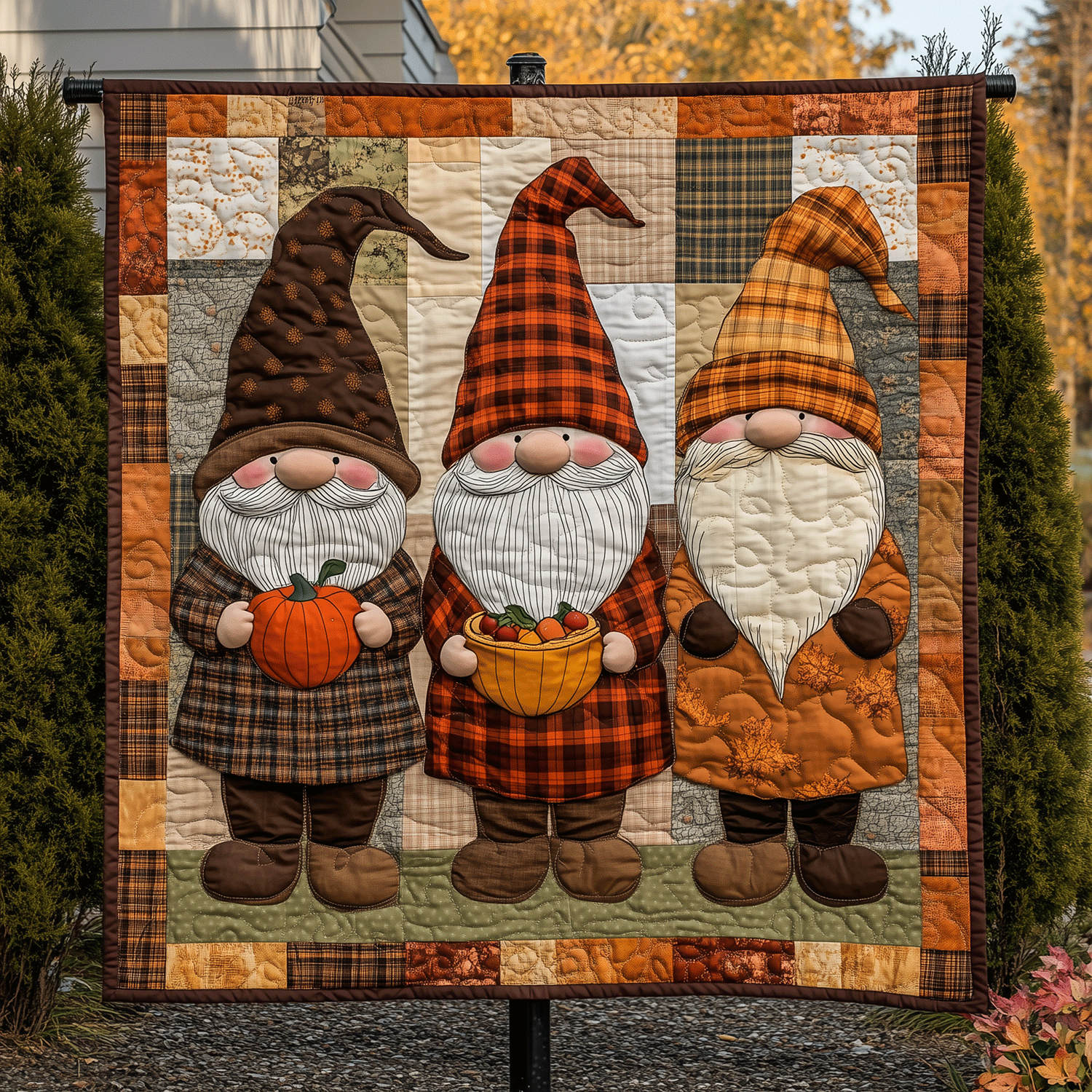 Gnome Fall Fest Quilted Blanket Cozy Fall Gift Ideas