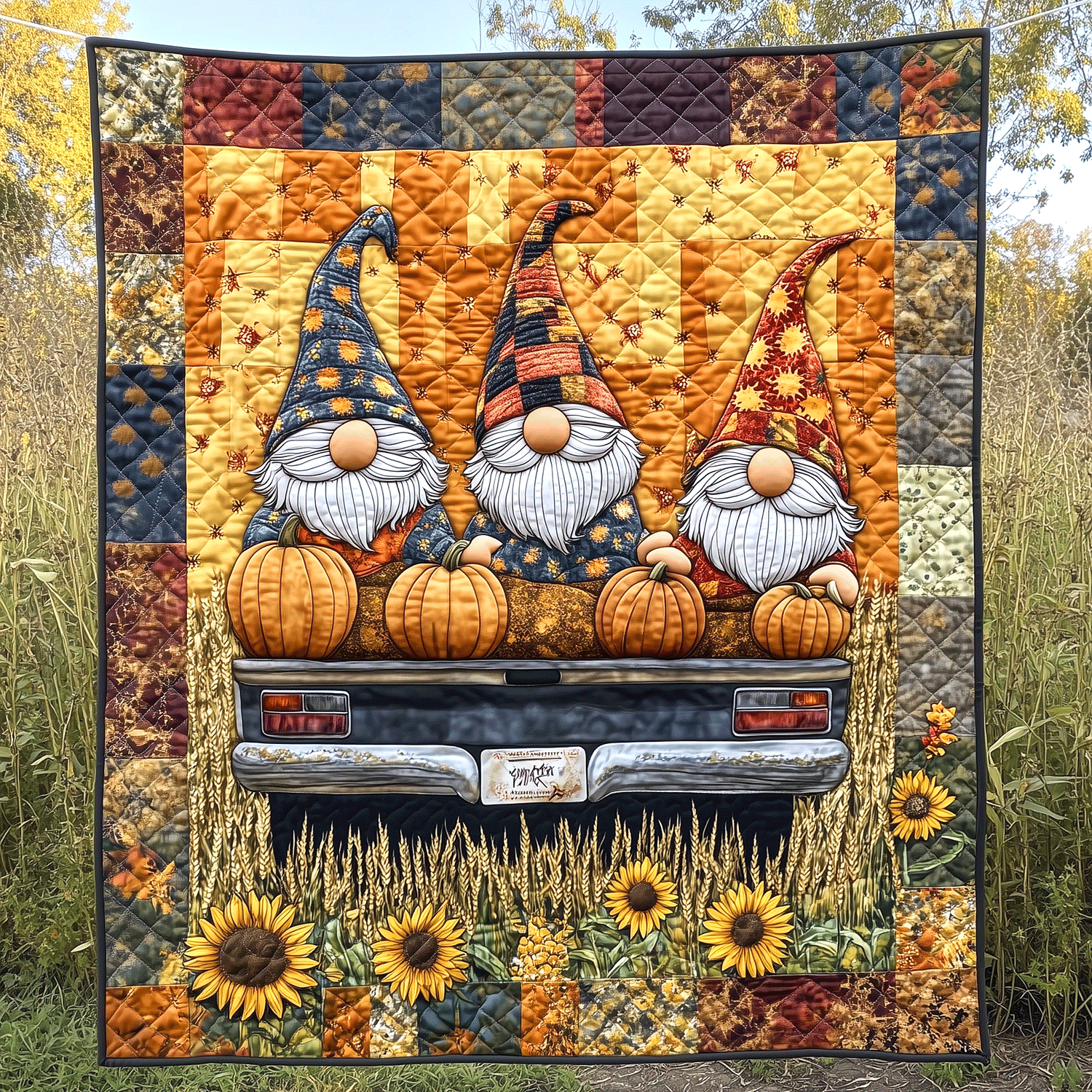 Gnome Farm Quilted Blanket Cozy Fall Gift Ideas