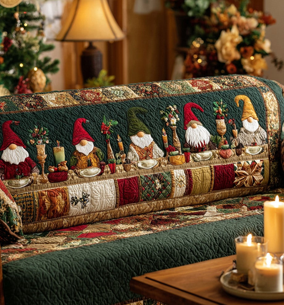 Gnome Feast Quilted Sofa Cover Holiday Living Decorations Christmas Present Ideas