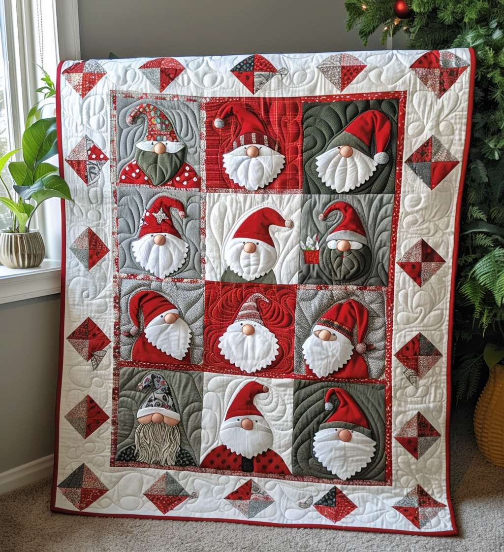 Gnome for the Holidays Quilted Blanket Christmas Gifts For My Wife