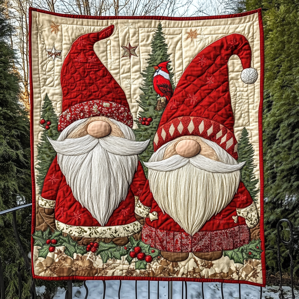 Gnome for the Holidays Quilted Blanket Christmas Throw Blankets Presents For Mom