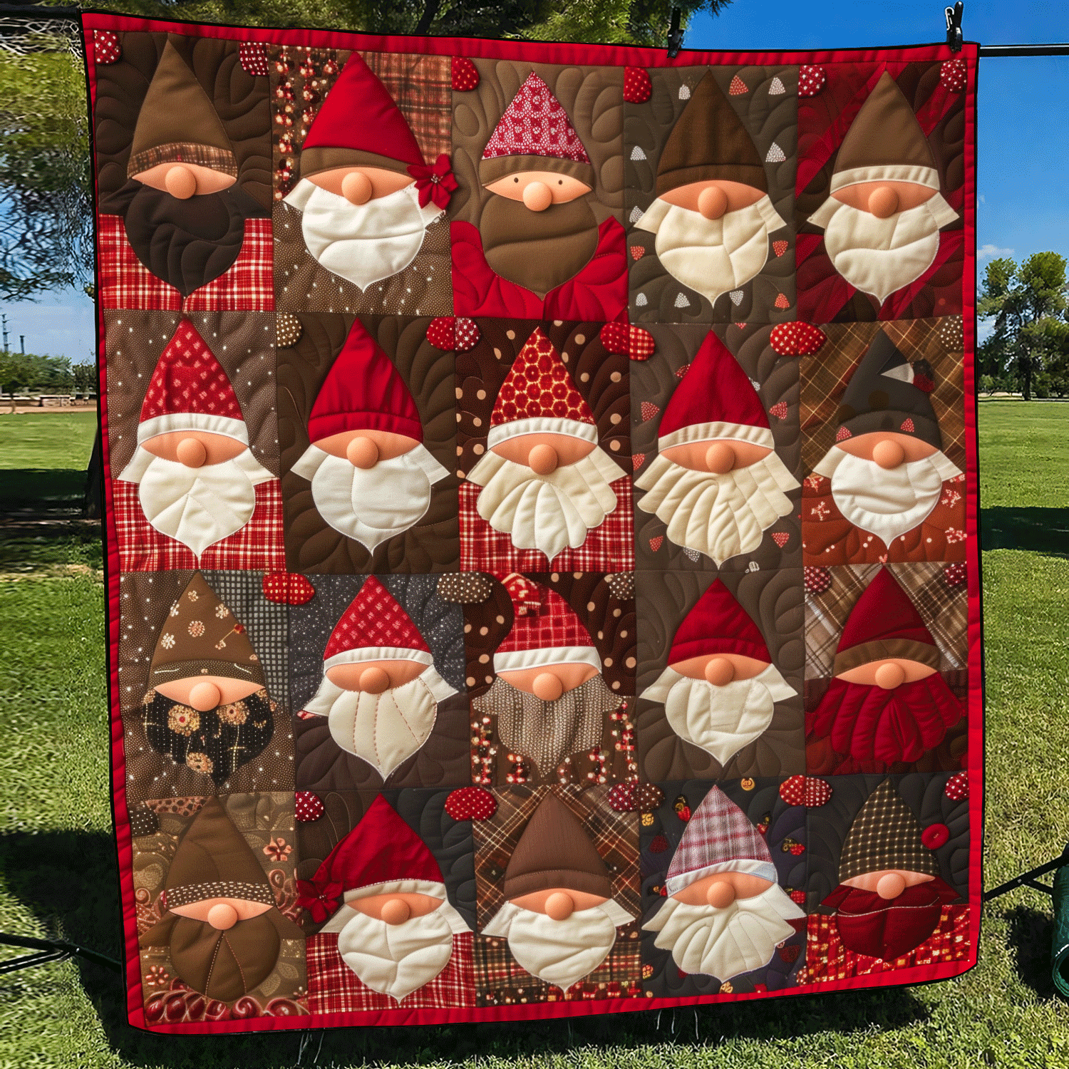 Gnome for the Holidays Quilted Blanket Mother In Law Christmas Gift