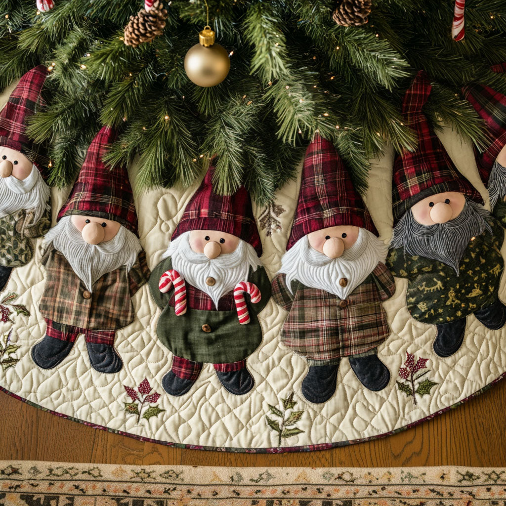 Gnome For The Holidays Quilted Christmas Tree Skirt Exclusive Holiday Tree Skirt Gift for Families