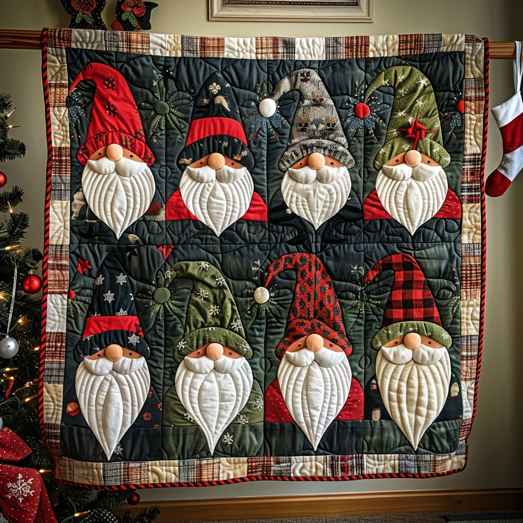 Gnome Gathering Quilted Blanket Best Christmas Gifts For Women
