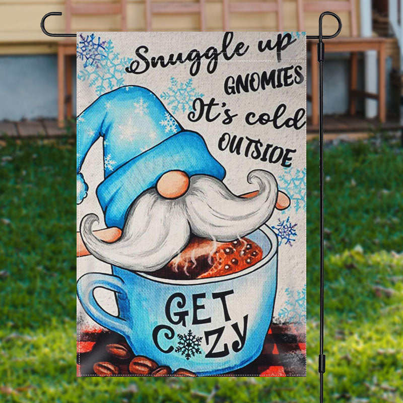 Gnome Get Cozy Christmas Flag Cute Outdoor Decor Christmas Gnome Gifts For Family