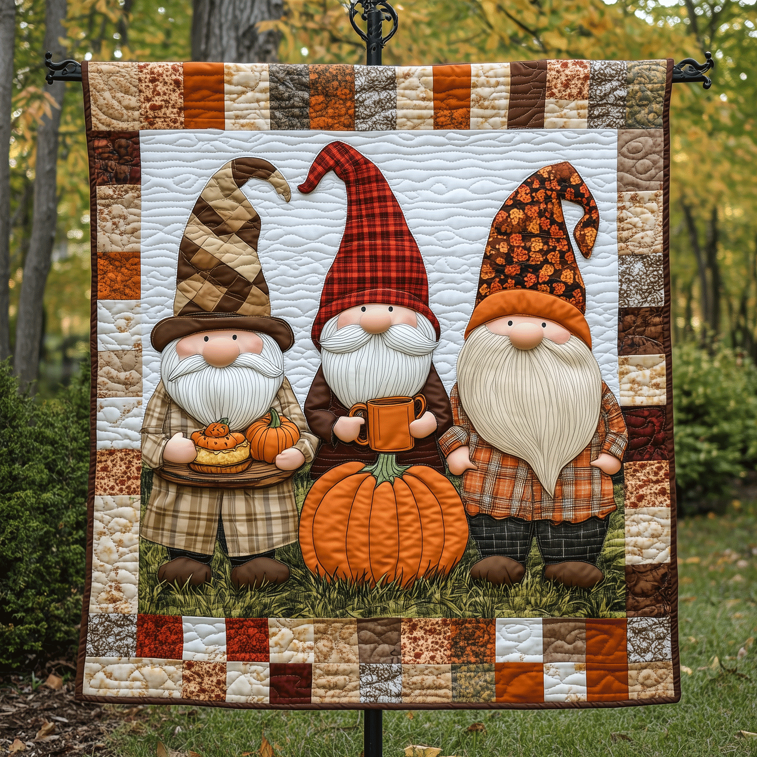 Gnome Grove Quilted Blanket Cozy Fall Gift Ideas