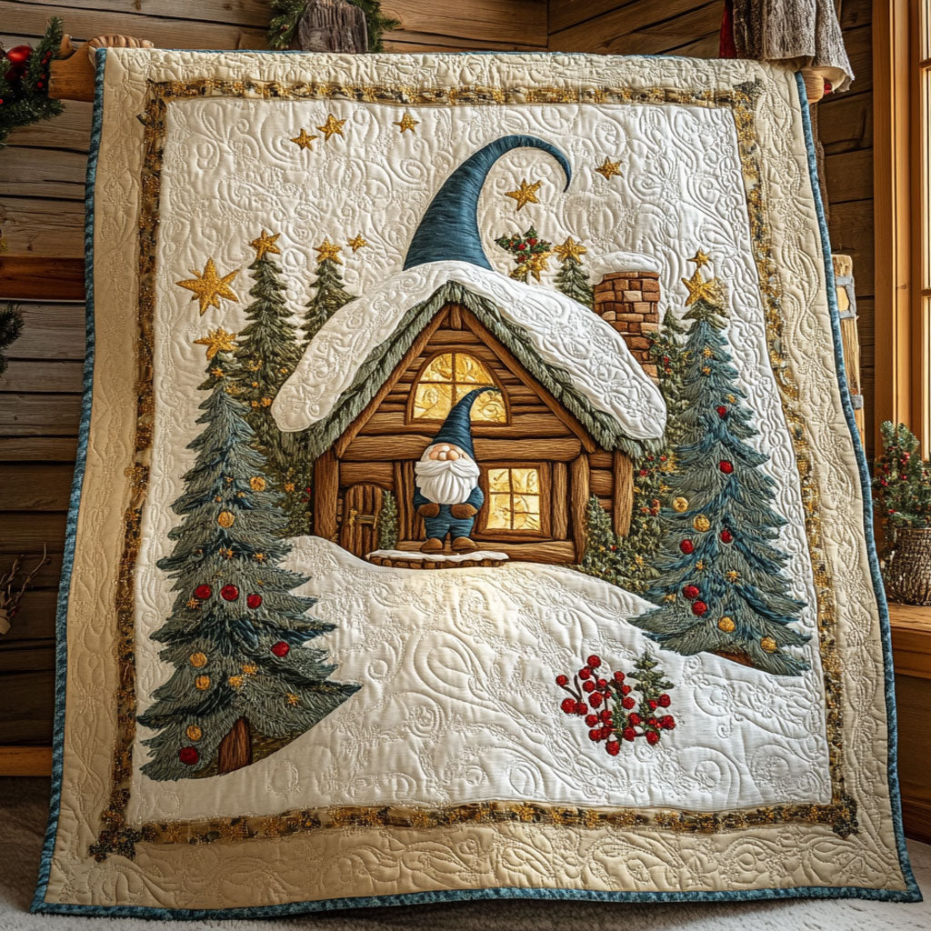 Gnome Hearth Cabin Quilt Classic Quilt Blanket for Cozy and Warm Nights