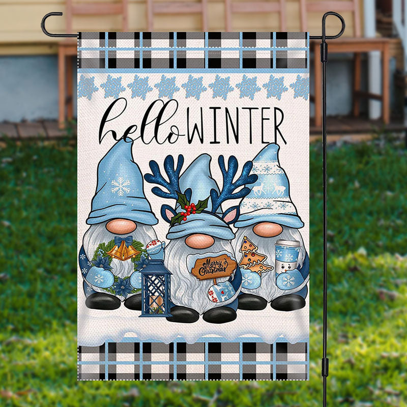 Gnome Hello Winter Christmas Flag Lovely Outdoor Home Decoration Gnome Inspired Presents