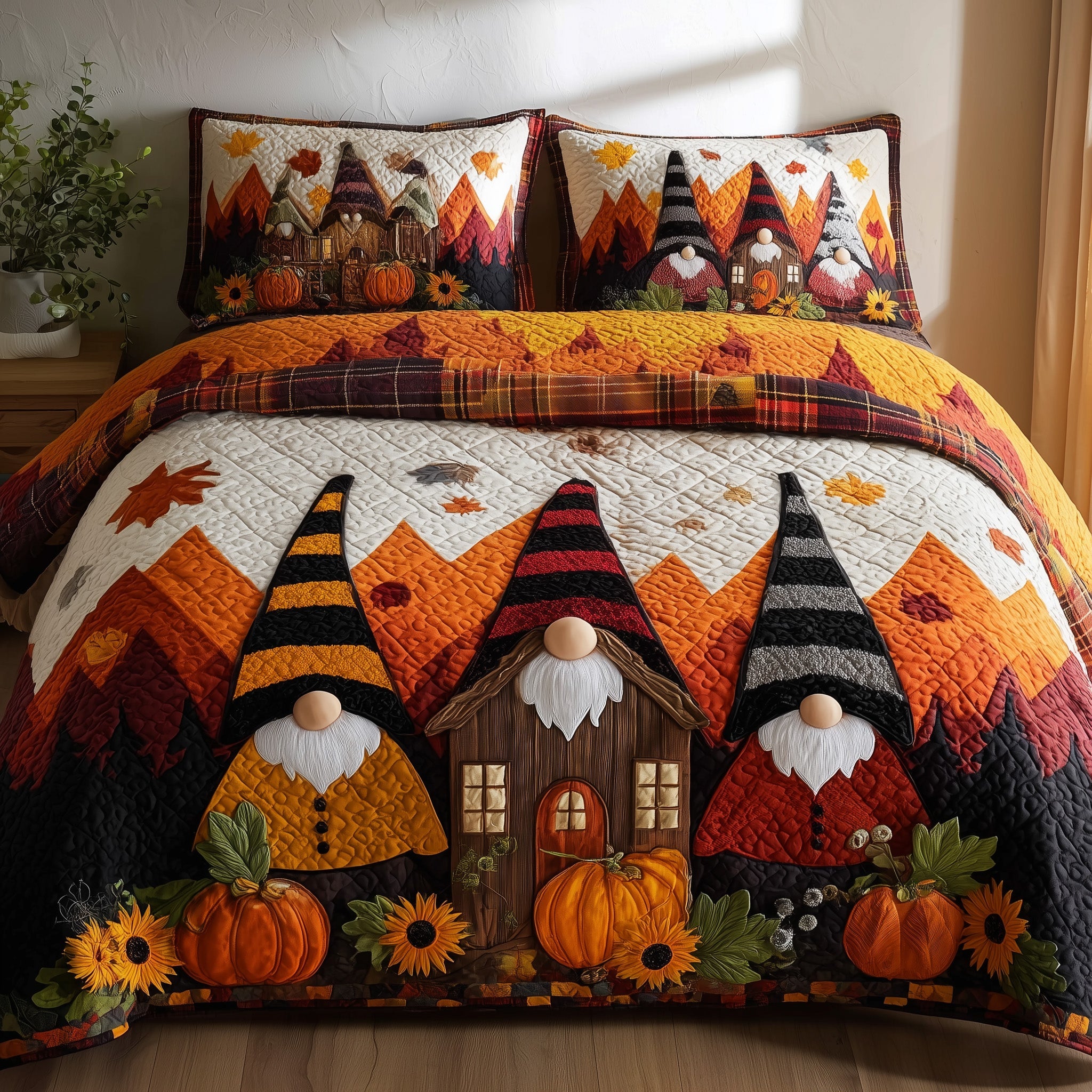 Gnome House Quilted Bedding Set Create a Cozy Space