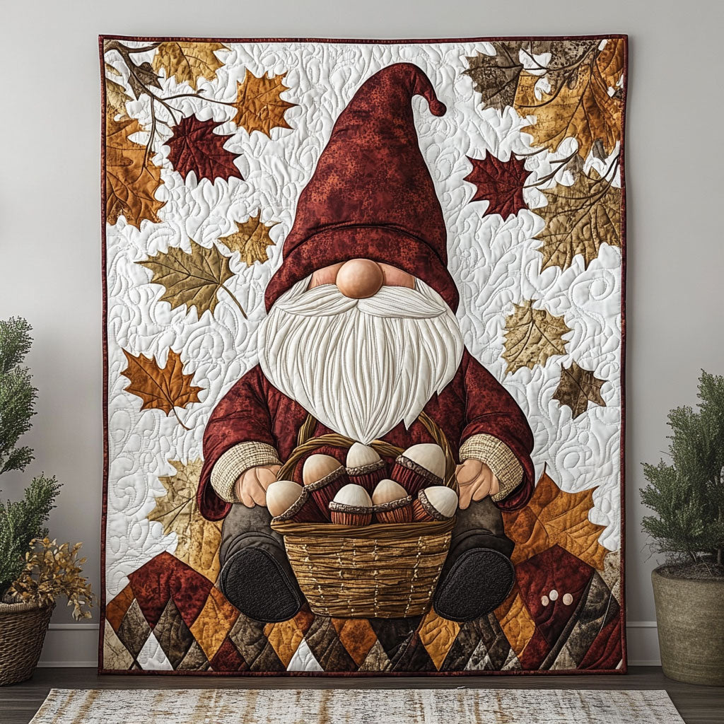 Gnome In The Fall Quilt Blanket Autumn Throw Blanket Gift Ideas For Gnome Lovers