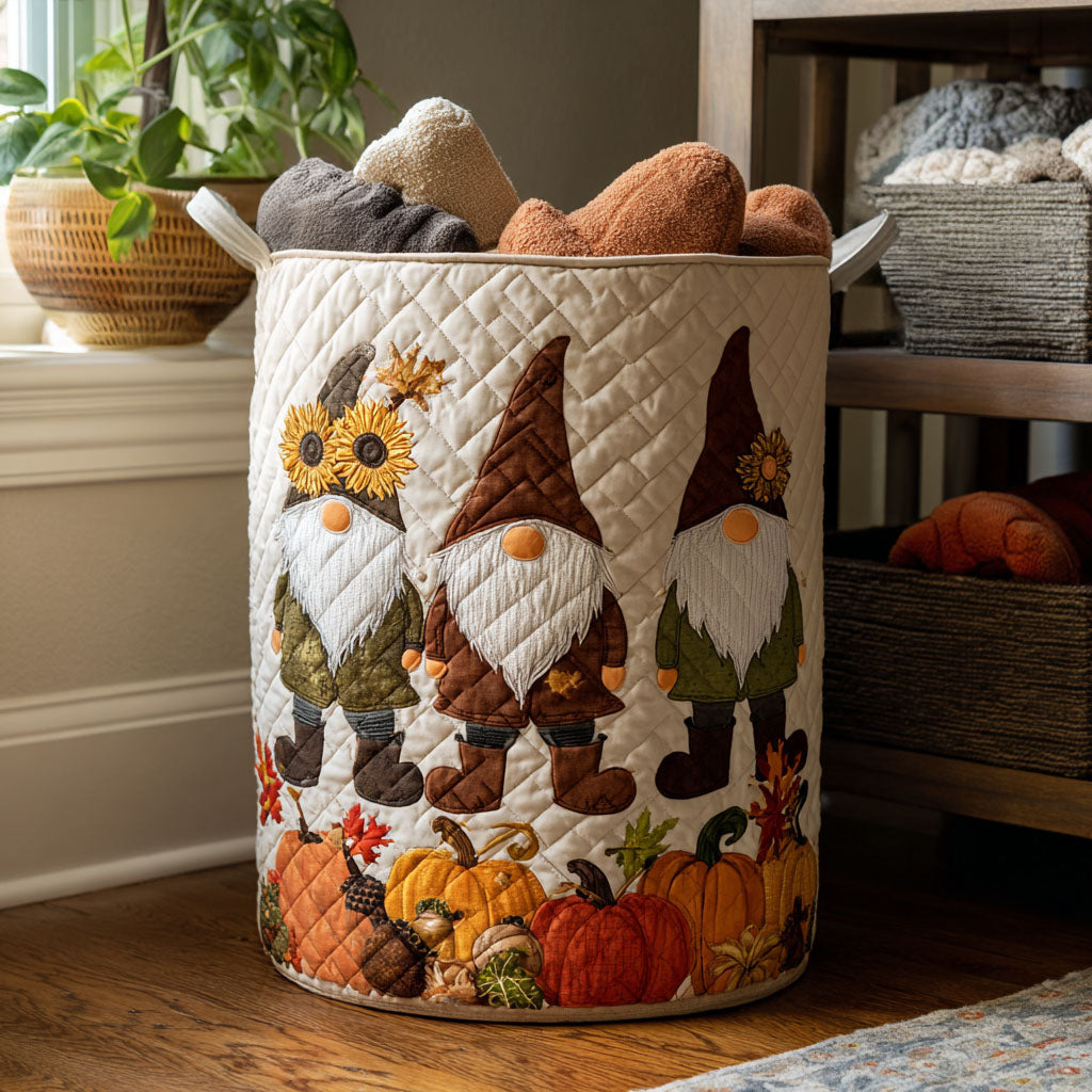 Gnome Of The Woods Quilted Laundry Basket Perfect Gift For Your House