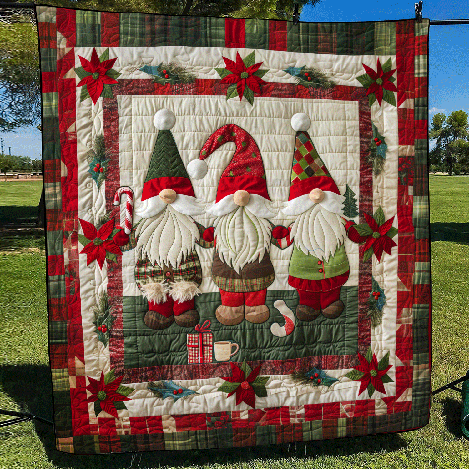 Gnome Parade Quilted Blanket Mother In Law Christmas Gift
