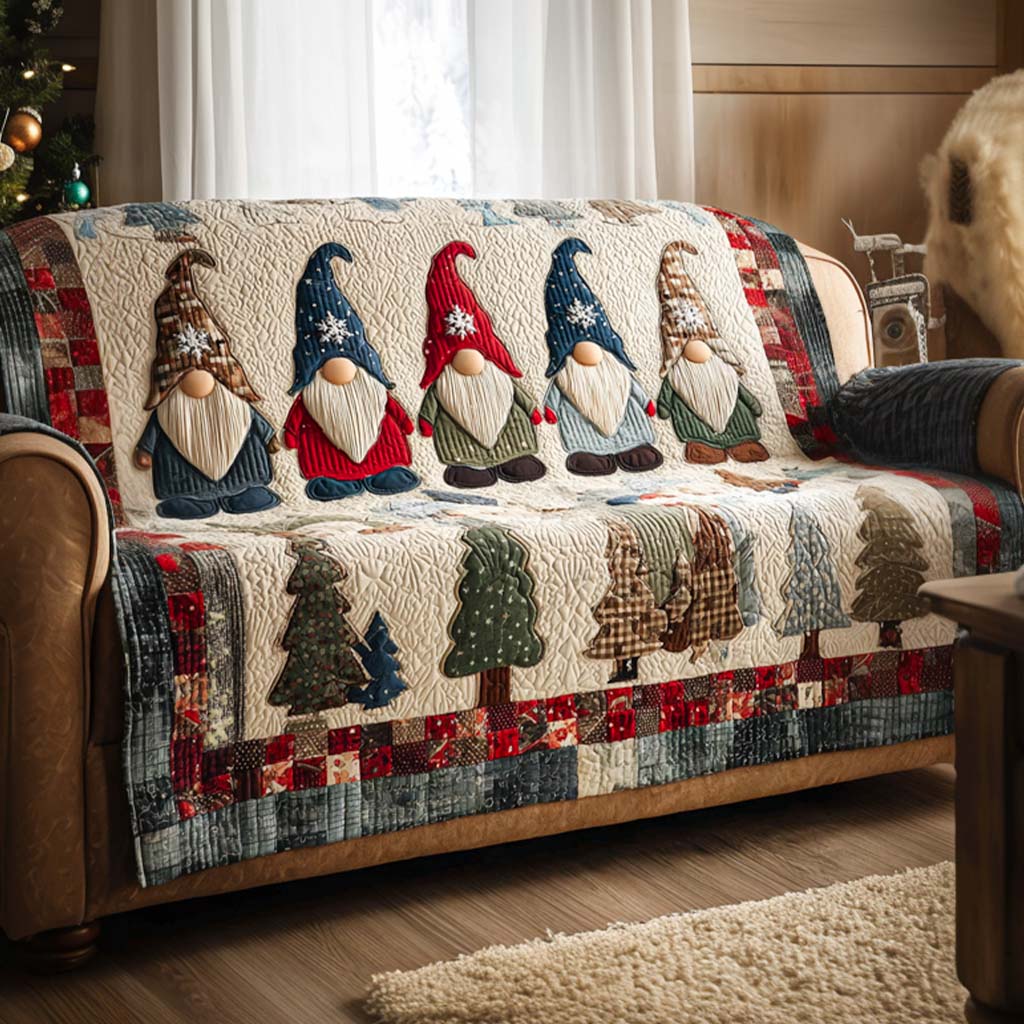 Gnome Parade Quilted Sofa Cover Holiday Living Christmas Decor Best Friend Birthday Gifts