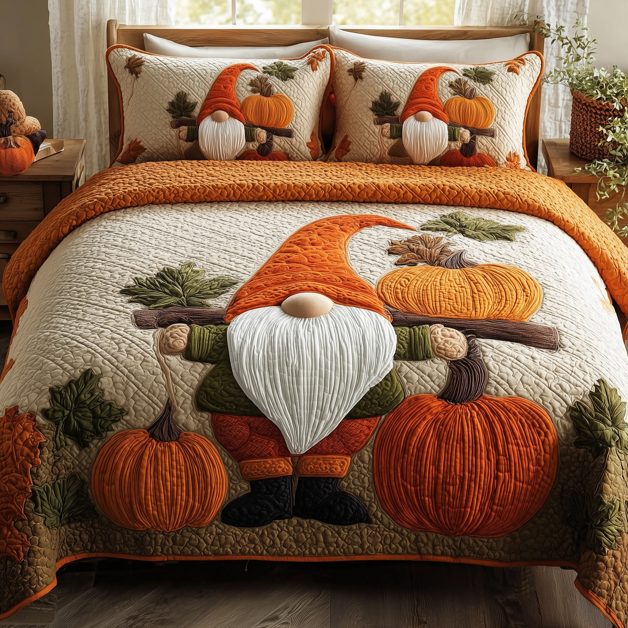 Gnome Quilted Bedding Set Birthday Gift