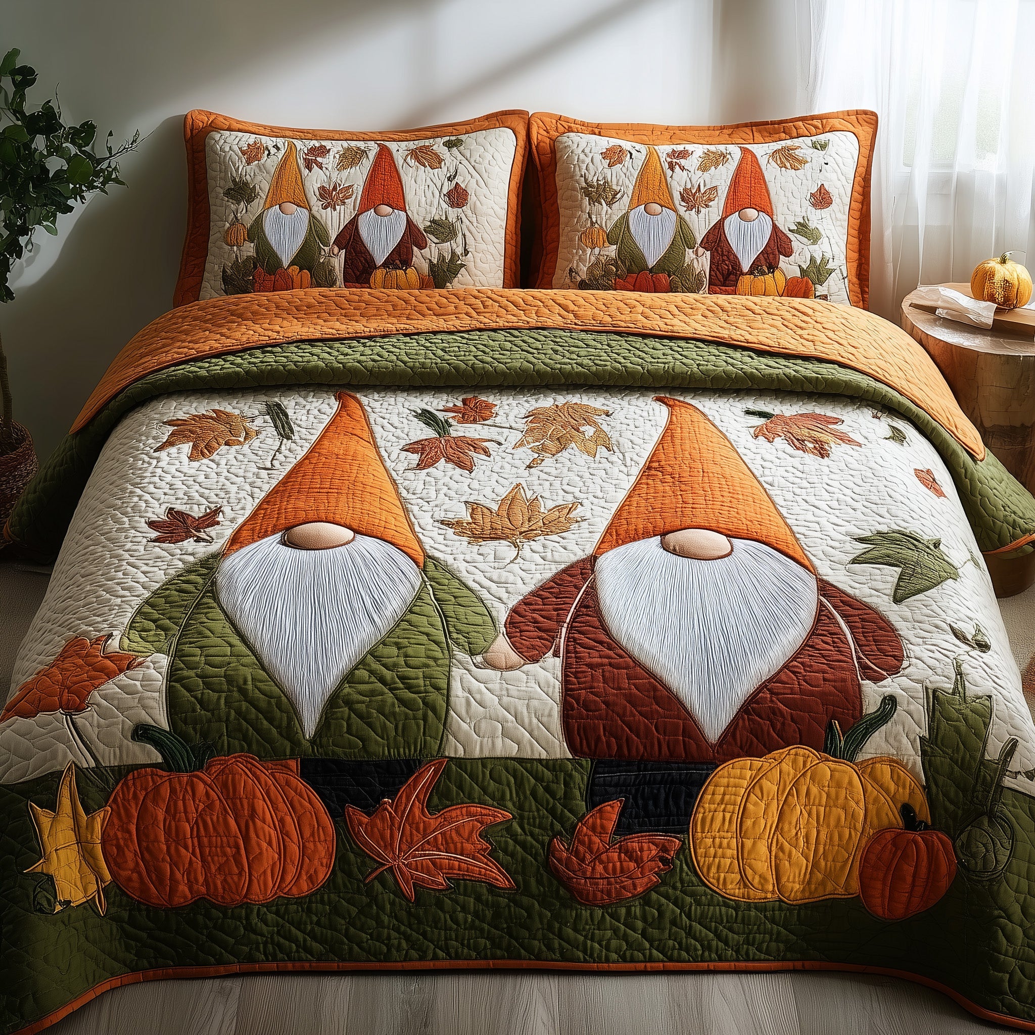 Gnome Quilted Bedding Set Lightweight