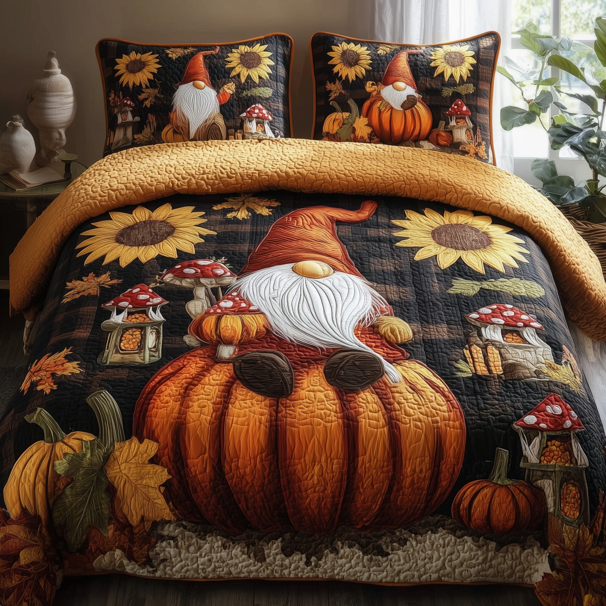 Gnome Quilted Bedding Set New Home Gift