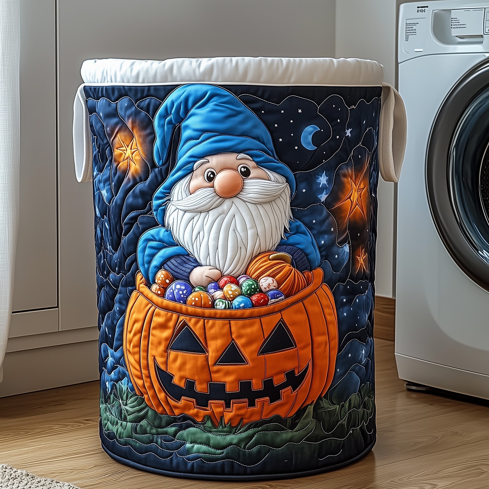 Gnome Quilted Laundry Basket Gnome Gifts For Her