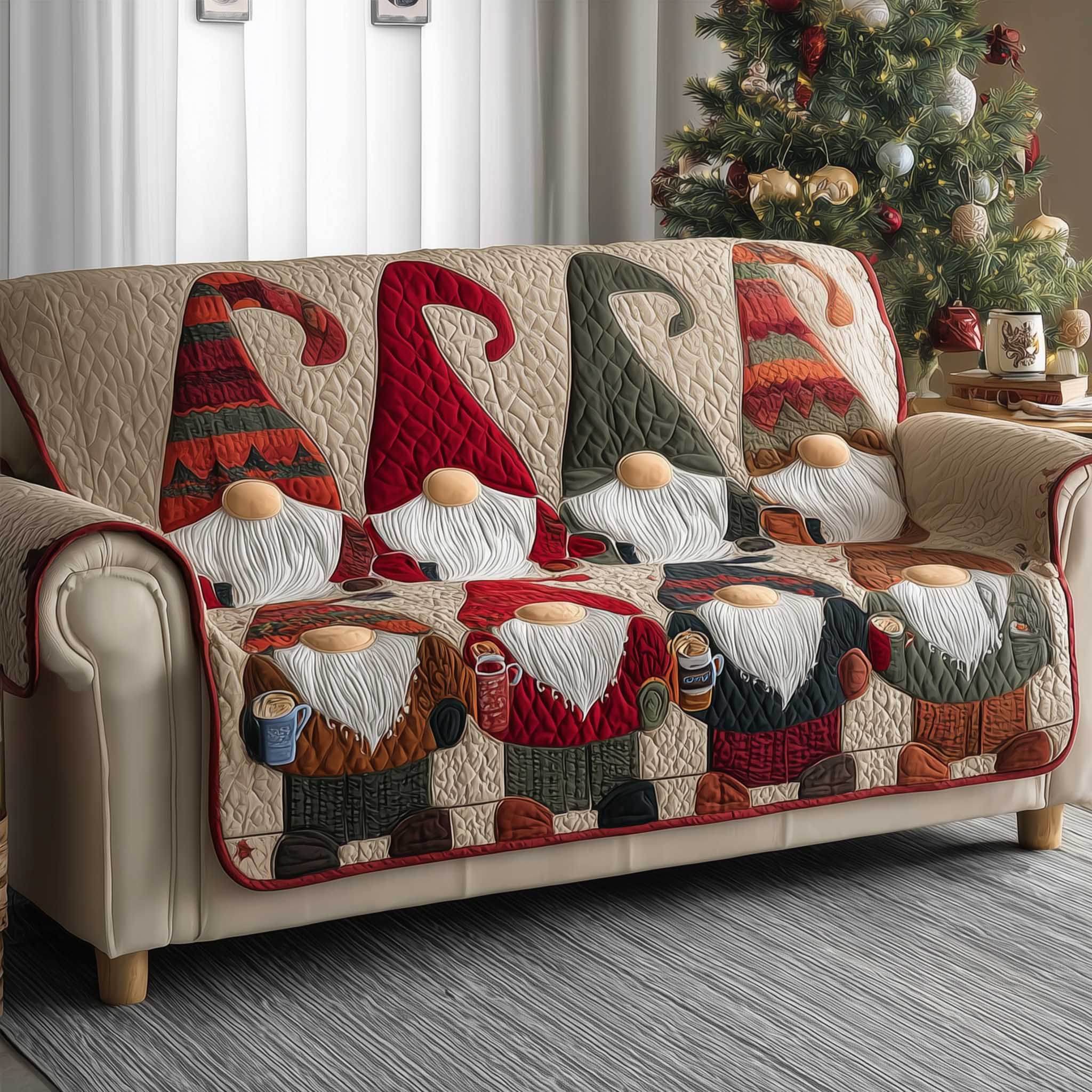 Gnome Quilted Sofa Cover Cute Gnomie Friend Gnome Christmas Gift Ideas