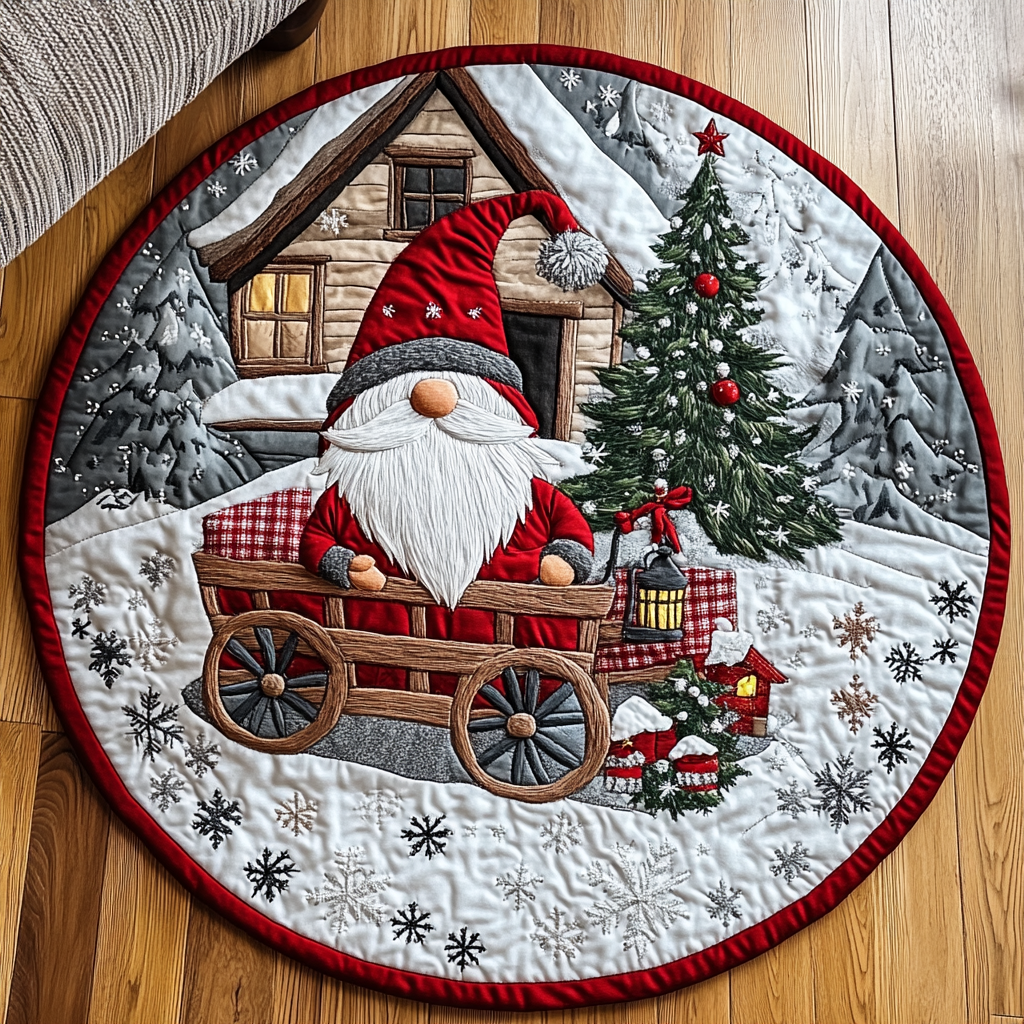 Gnome Santa Quilted Round Mat Entryway Design Ideas Unique Gnome Gifts