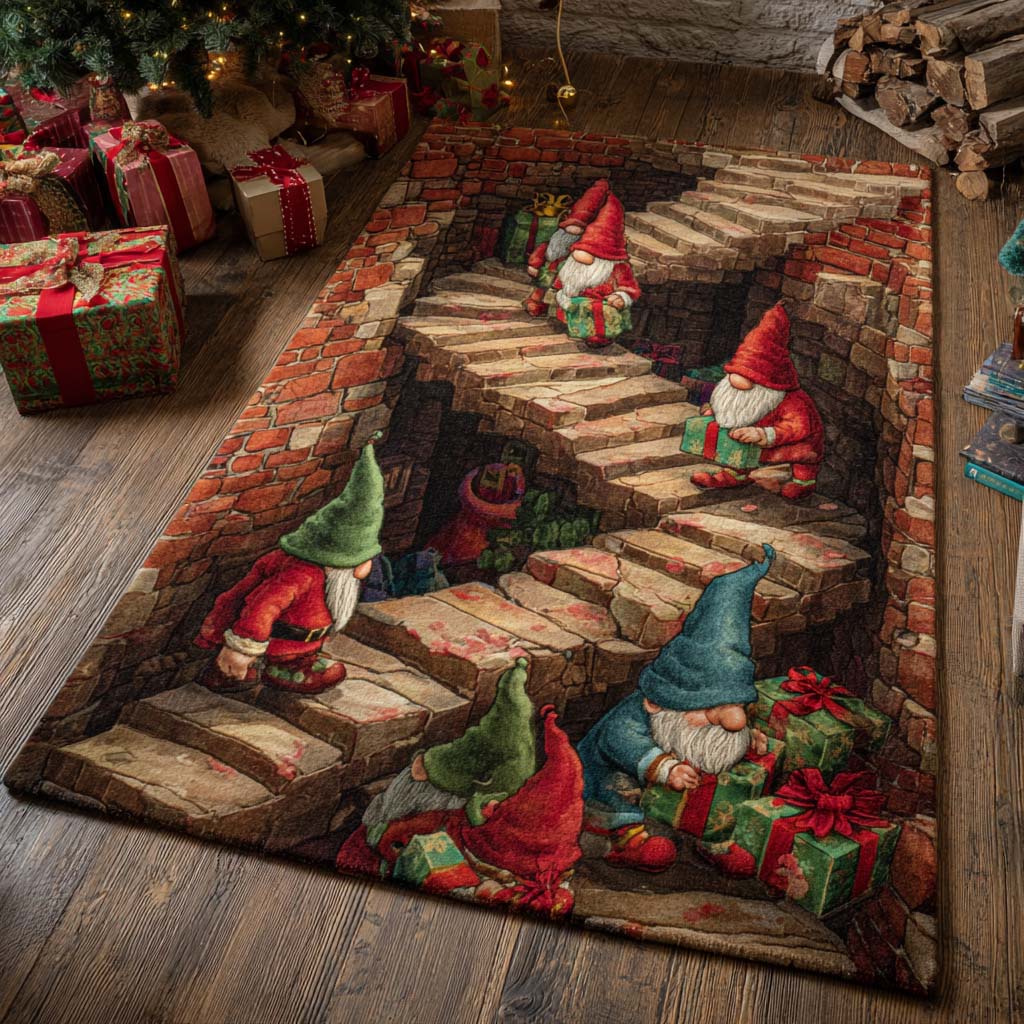 Gnome Stairs Area Rug Christmas Home Dec Christmas Presents For Girlfriend