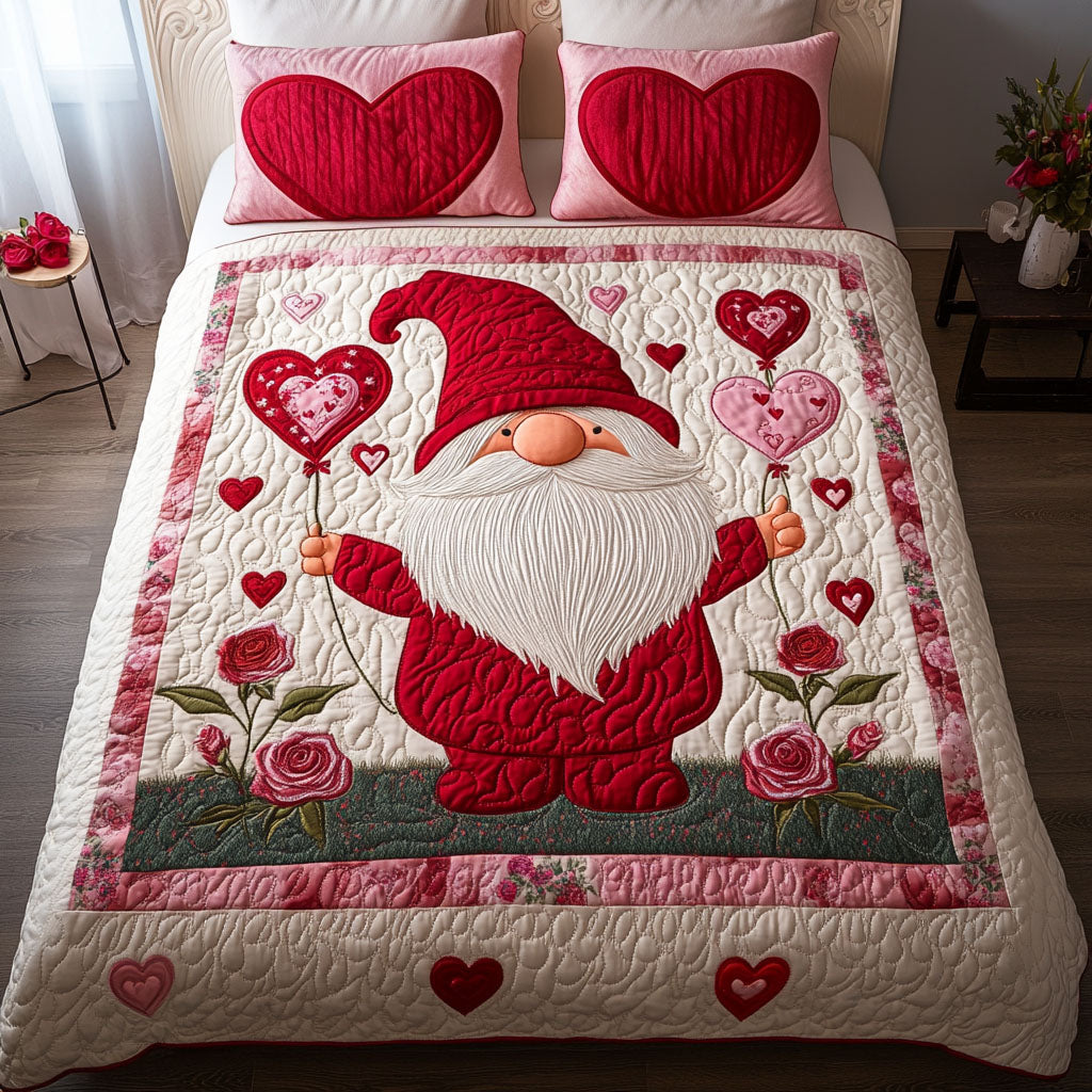 Gnome Sweet Gnome Quilted Bedding Set Warm and Breathable Bedding Set for All Seasons