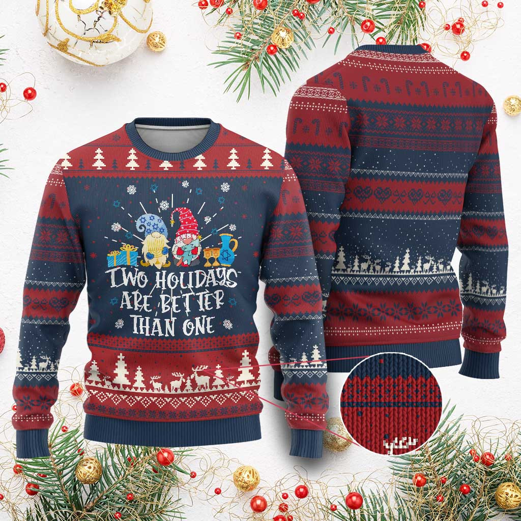 Gnome Two Holidays Are Better Than One Ugly Christmas Sweater Weird Xmas Sweater For Men