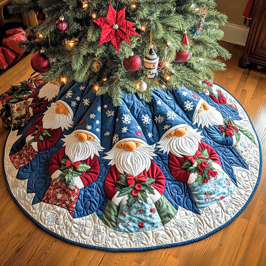 Gnome Village Glow Christmas Quilted Tree Skirt Xmas Decor Xmas Tree Skirt Christmas Gifts