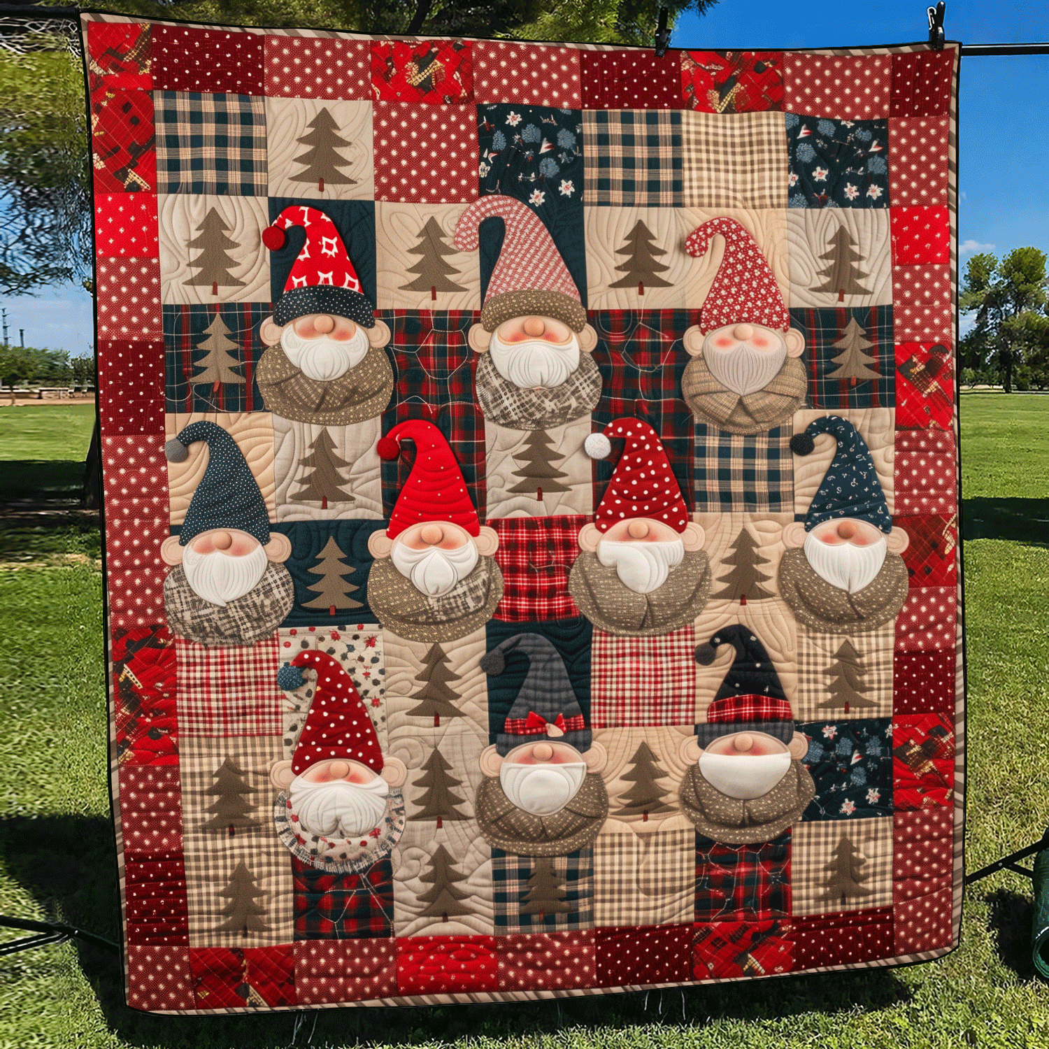 Gnome Village Quilted Blanket Mother In Law Christmas Gift