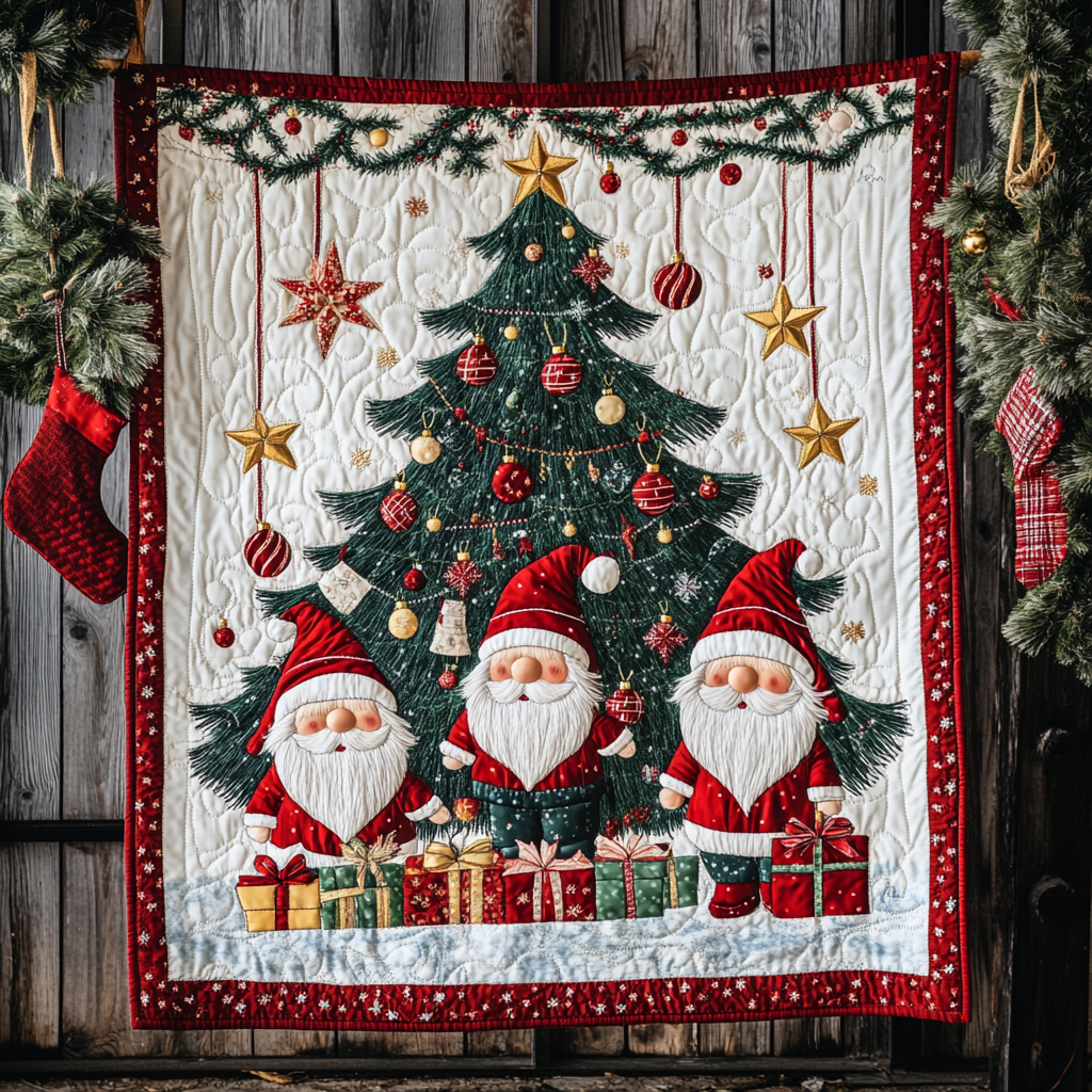 Gnome Winter Wonderland Quilted Blanket Christmas Gifts For Parents
