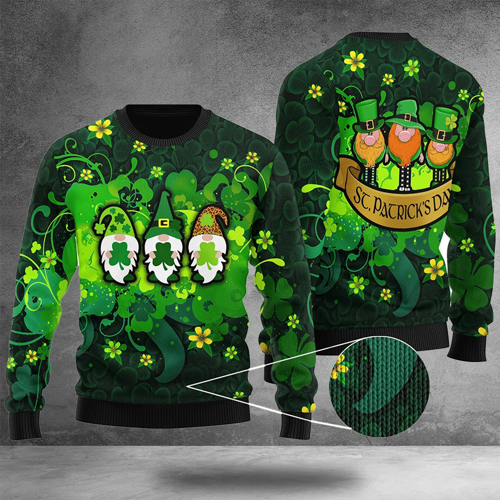 Gnomes And Shamrock Happy St Patrick's Day Irish Sweater Holiday Sweater Gift For Son