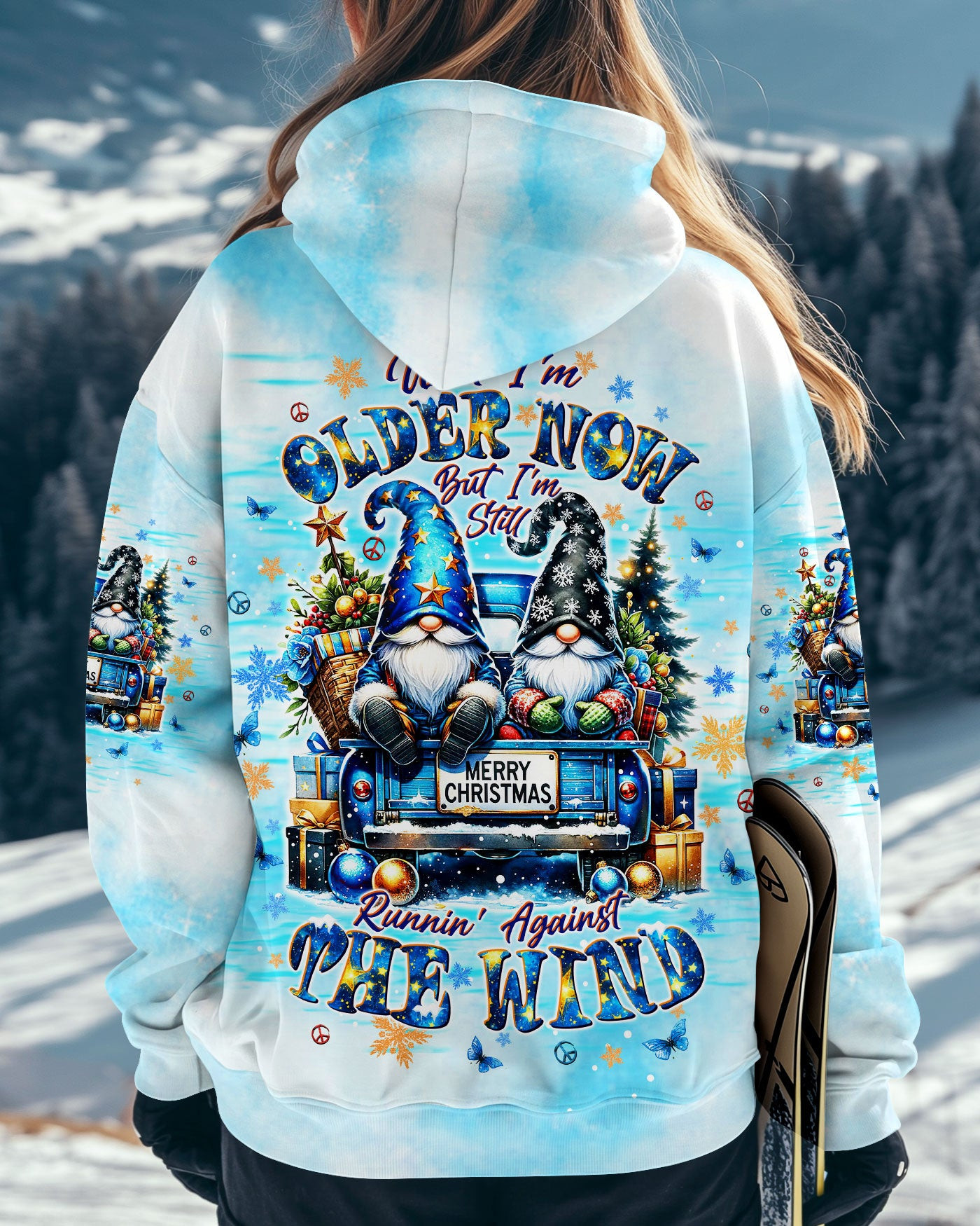 Gnomes Runnin' Against The Wind Christmas Hoodie Cozy Winter Xmas Apparel Gnome Gifts