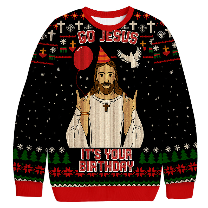 Go Biblical Figure It's Your Birthday Christmas Ugly Sweatshirt Christmas Gift For Friends Go Biblical Figure It's Your Birthday Christmas Ugly Sweatshirt Christmas Gift For Friends