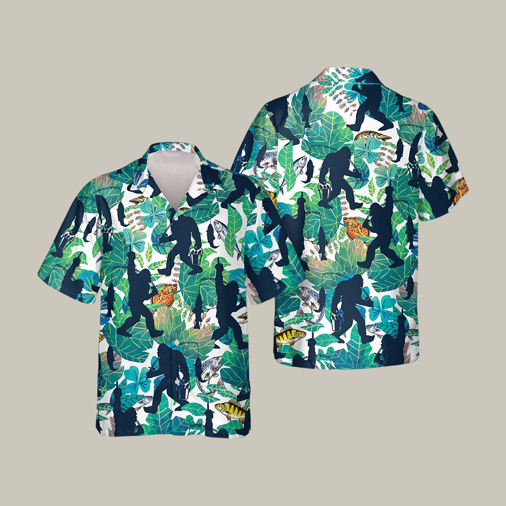 Go Fishing Bigfoot Hawaiian Shirt Summer Vibe Bigfoot Art Tee Unique Gift For Boyfriend