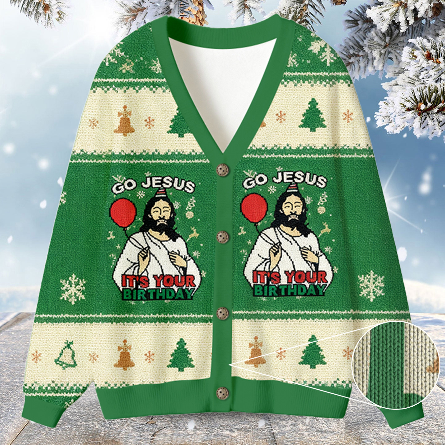 Go Jesus Its Your Birthday Funny Ugly Cardigan Sweatshirt Funny Xmas Clothes Gift For Dad
