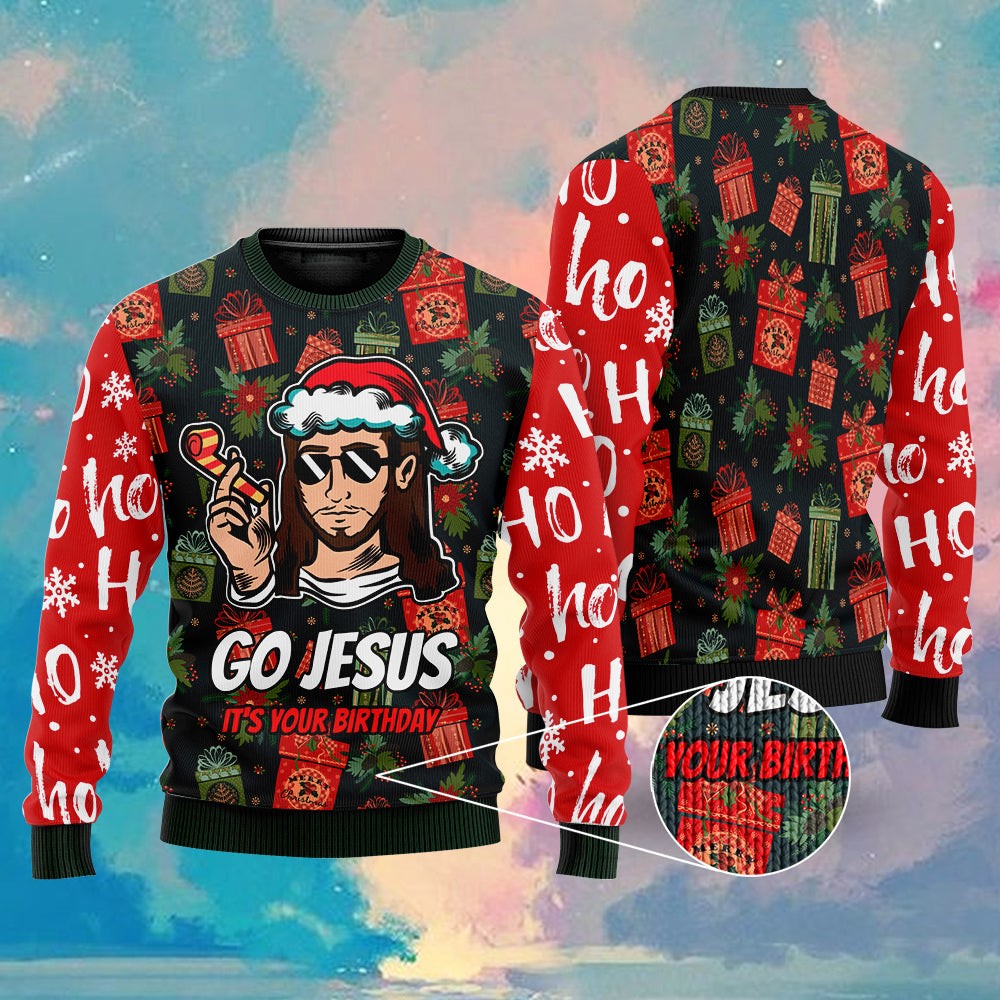 Go Jesus It's Your Birthday Ugly Christmas Sweater Cool Faith Gifts For Christmas Holiday