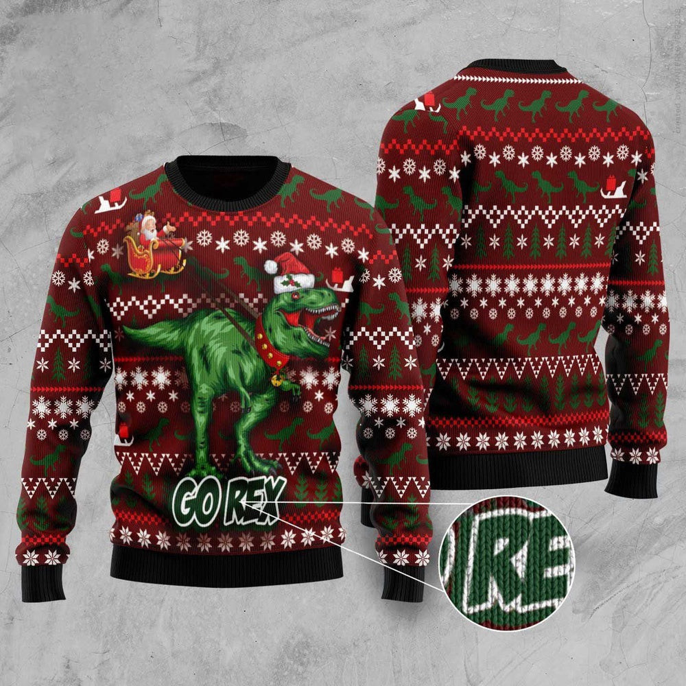 Go Rex Ugly Christmas Sweater Funny Ugly Christmas Sweater Xmas Gifts