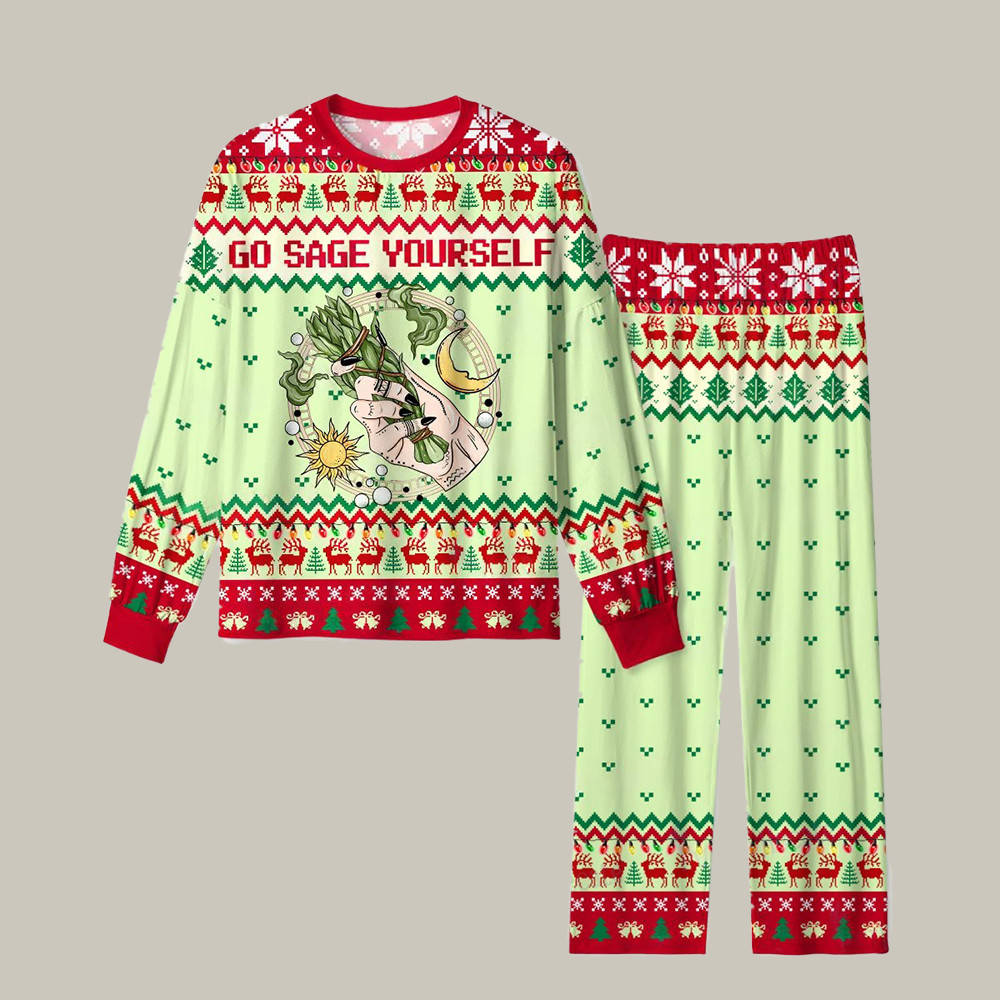 Go Sage Yourself Christmas Pajamas Witchcraft Clothing Christmas Gifts For Enthusiasts